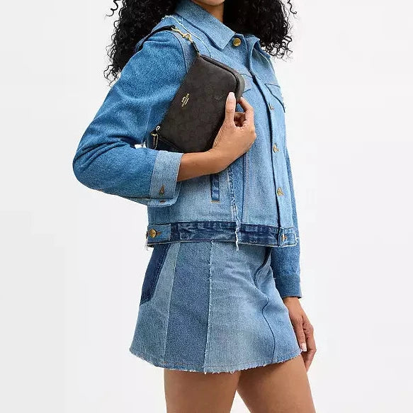 Nolita 19 In Signature Canvas Walnut Black Coach