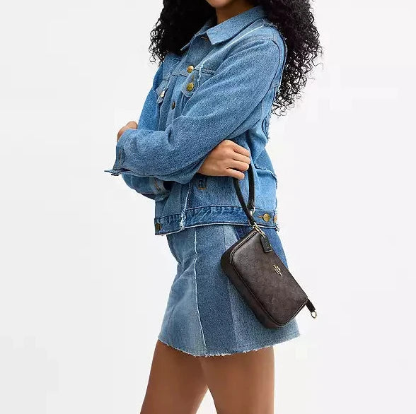 Nolita 19 In Signature Canvas Walnut Black Coach