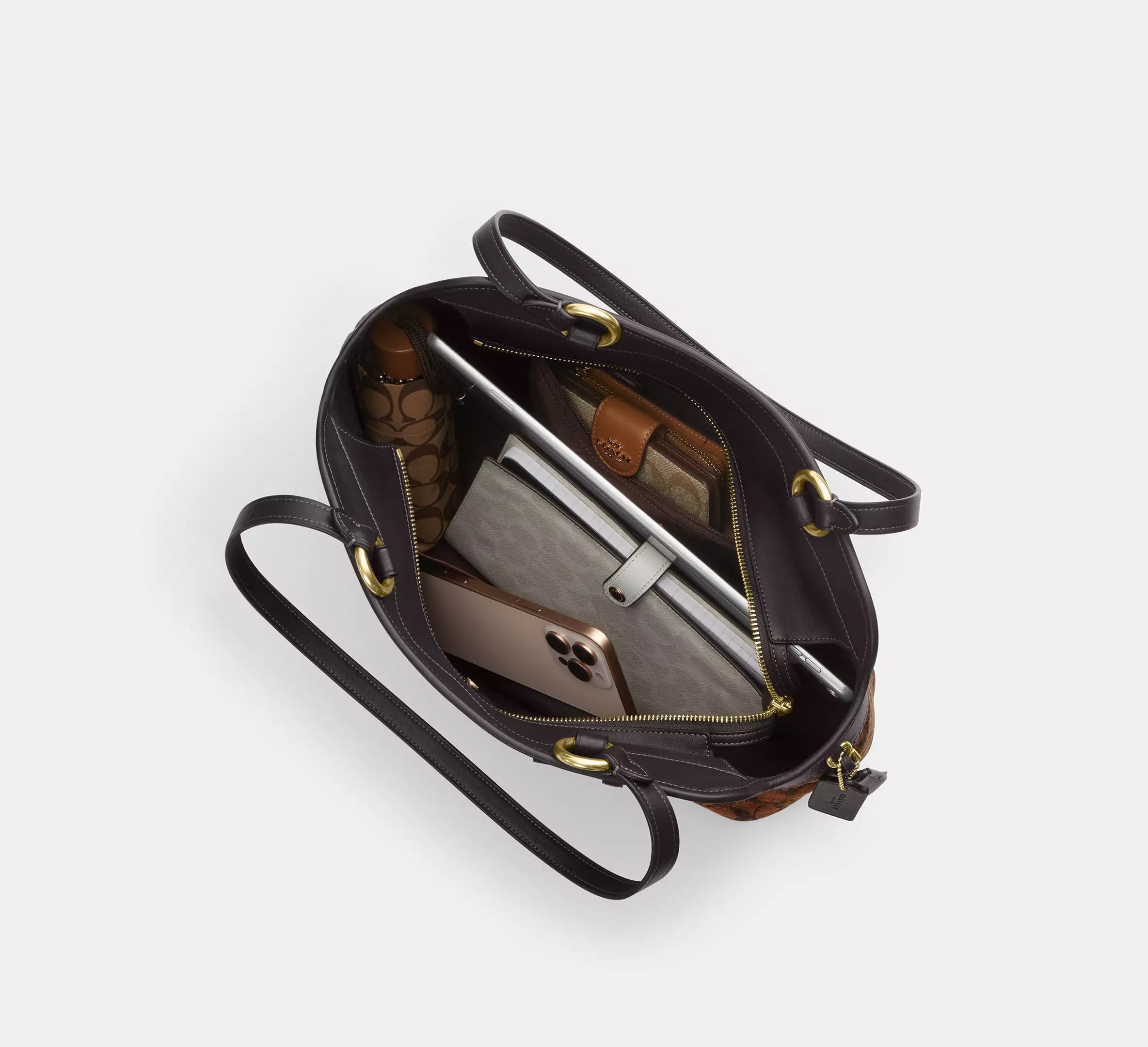 Easton Tote Bag In Signature Chenille Truffle Coach