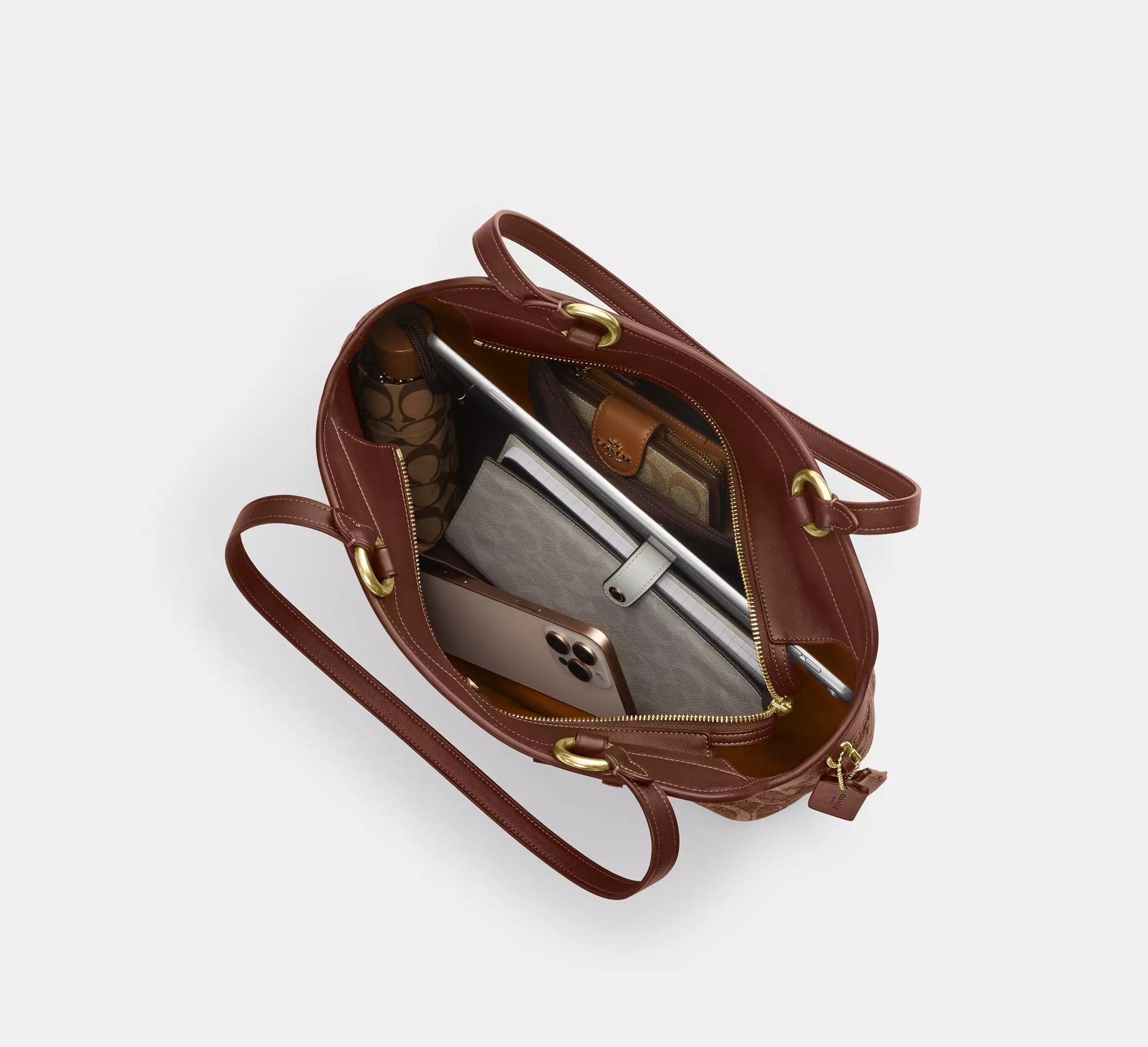 Easton Tote Bag In Signature Chenille Light Khaki Coach