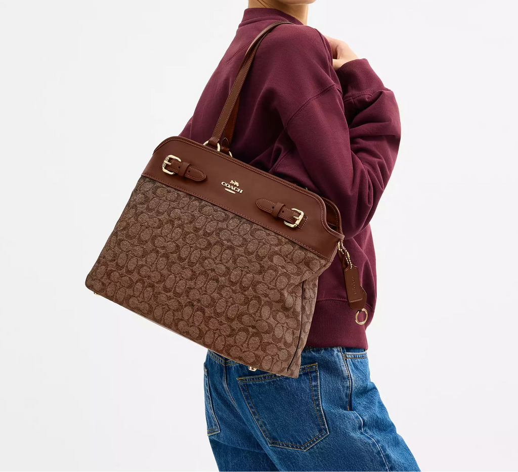 Easton Tote Bag In Signature Chenille Light Khaki Coach