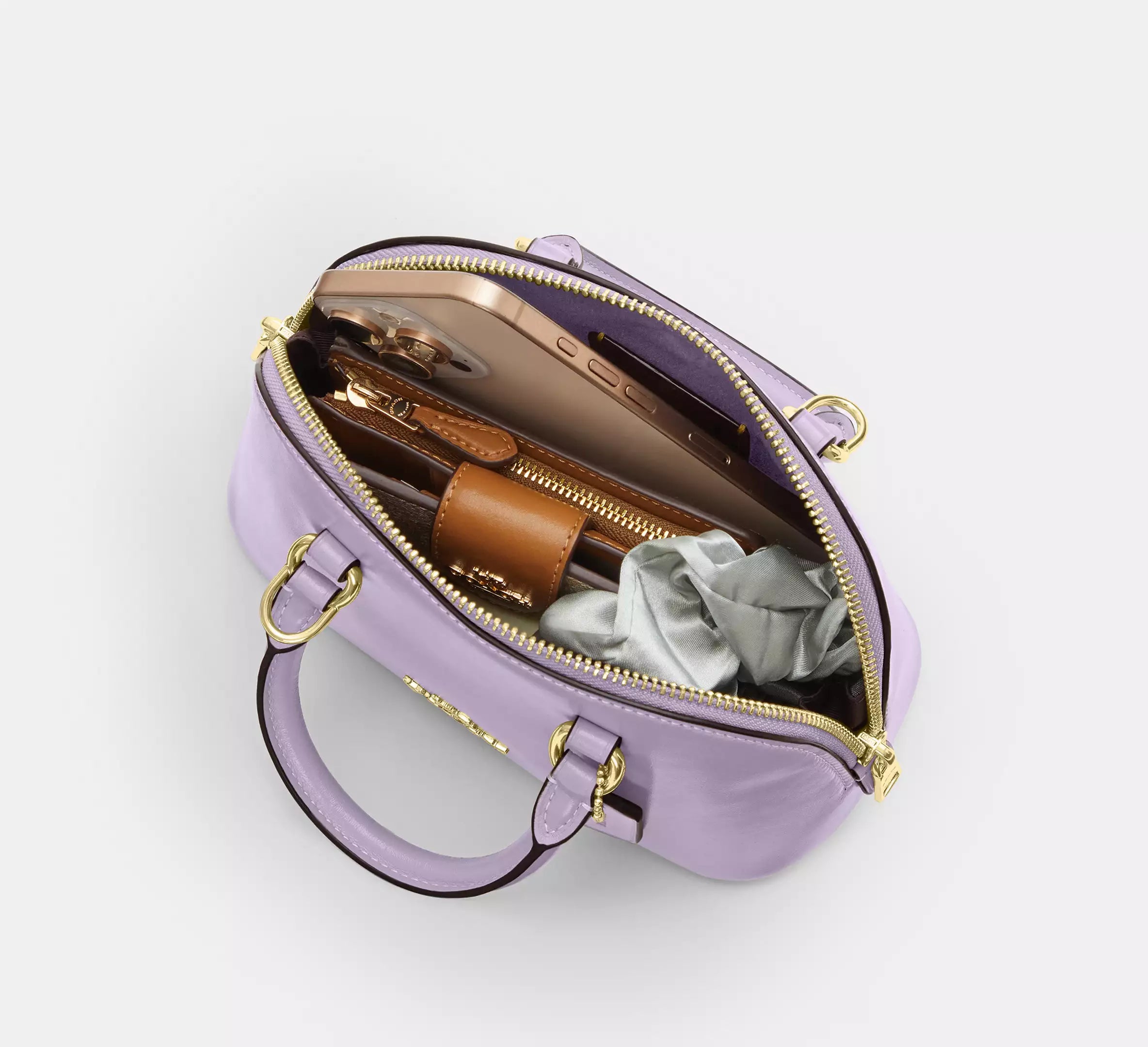 Lara Mini Satchel Bag Lilac Coach