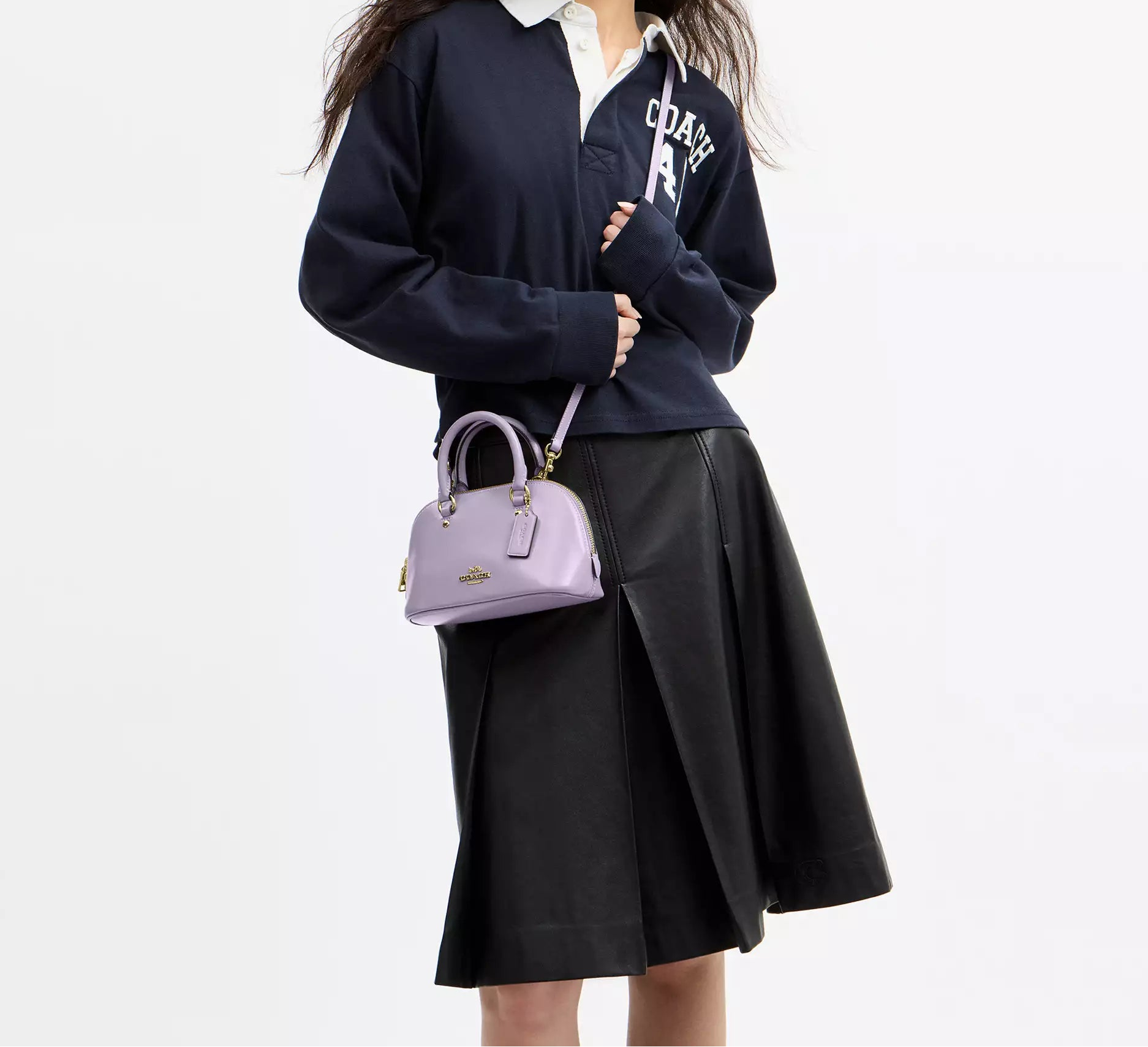 Lara Mini Satchel Bag Lilac Coach