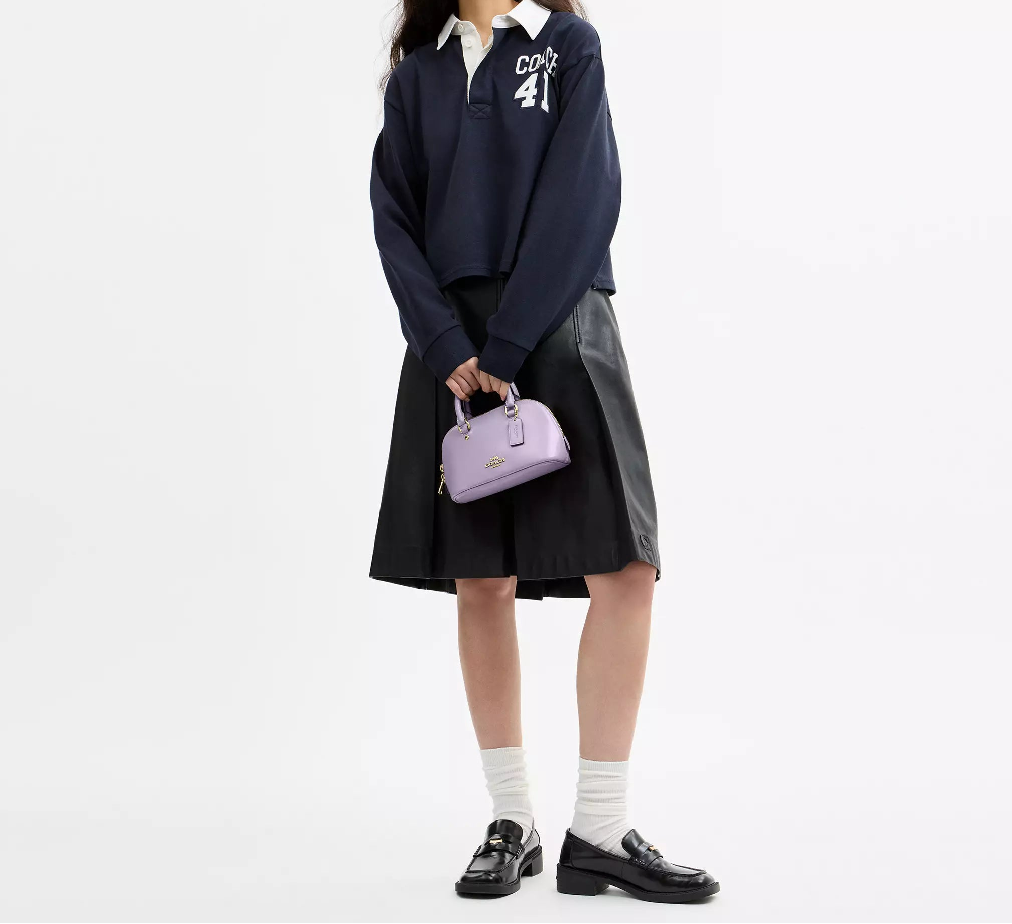 Lara Mini Satchel Bag Lilac Coach