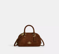 Lara Mini Satchel Bag Suede Warm Brown Coach