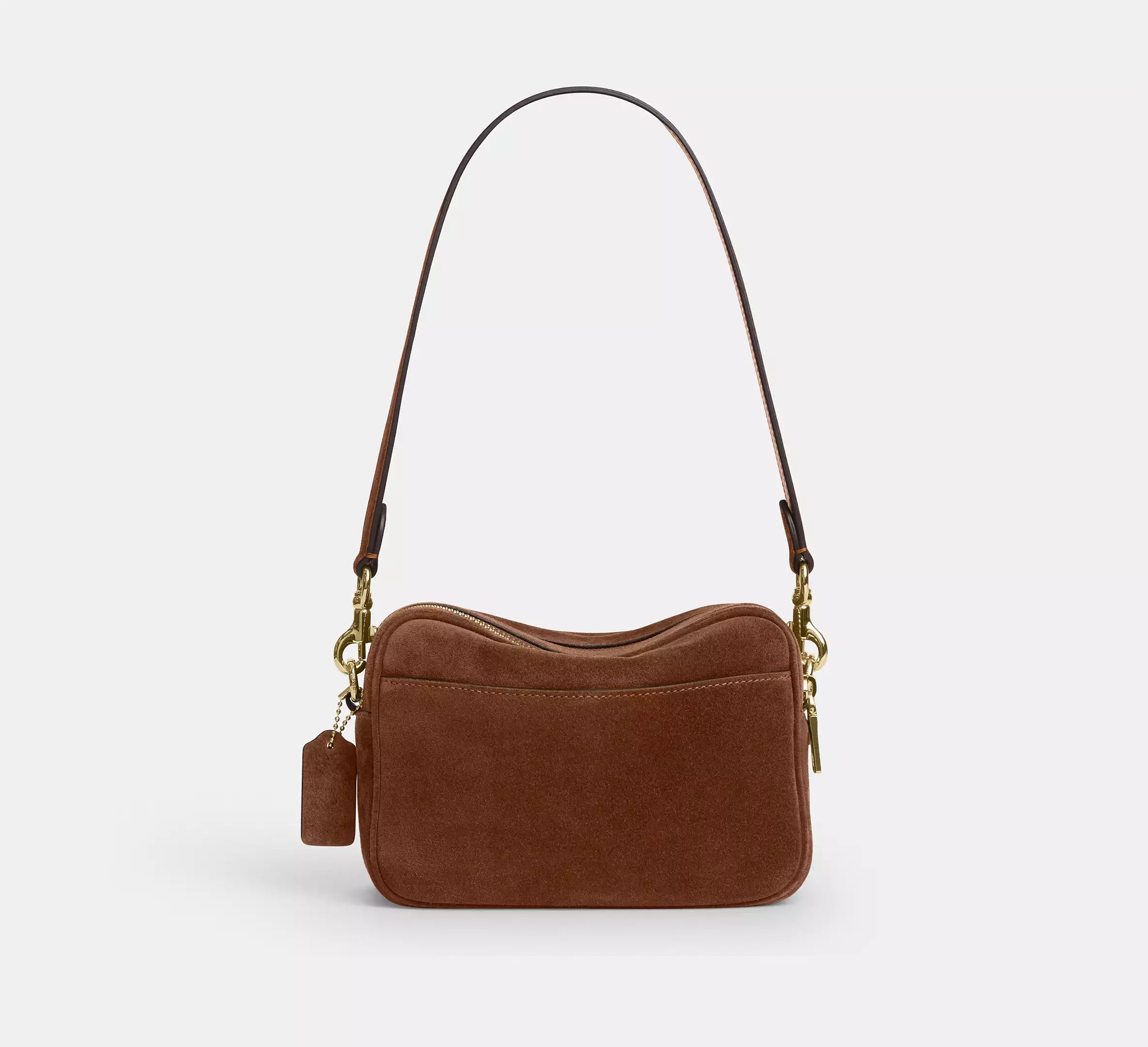 Mini Carey Crossbody Bag Suede Warm Brown Coach