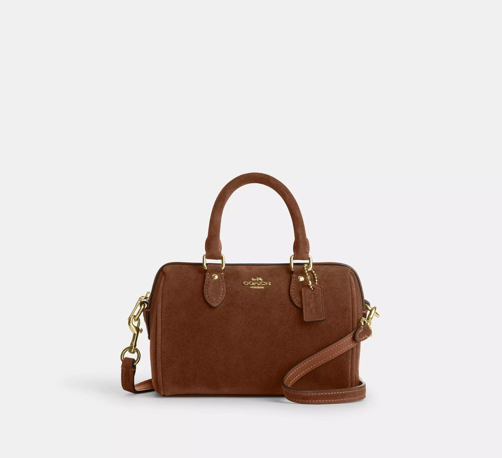 Mini Rowan Crossbody Bag Suede Warm Brown Coach