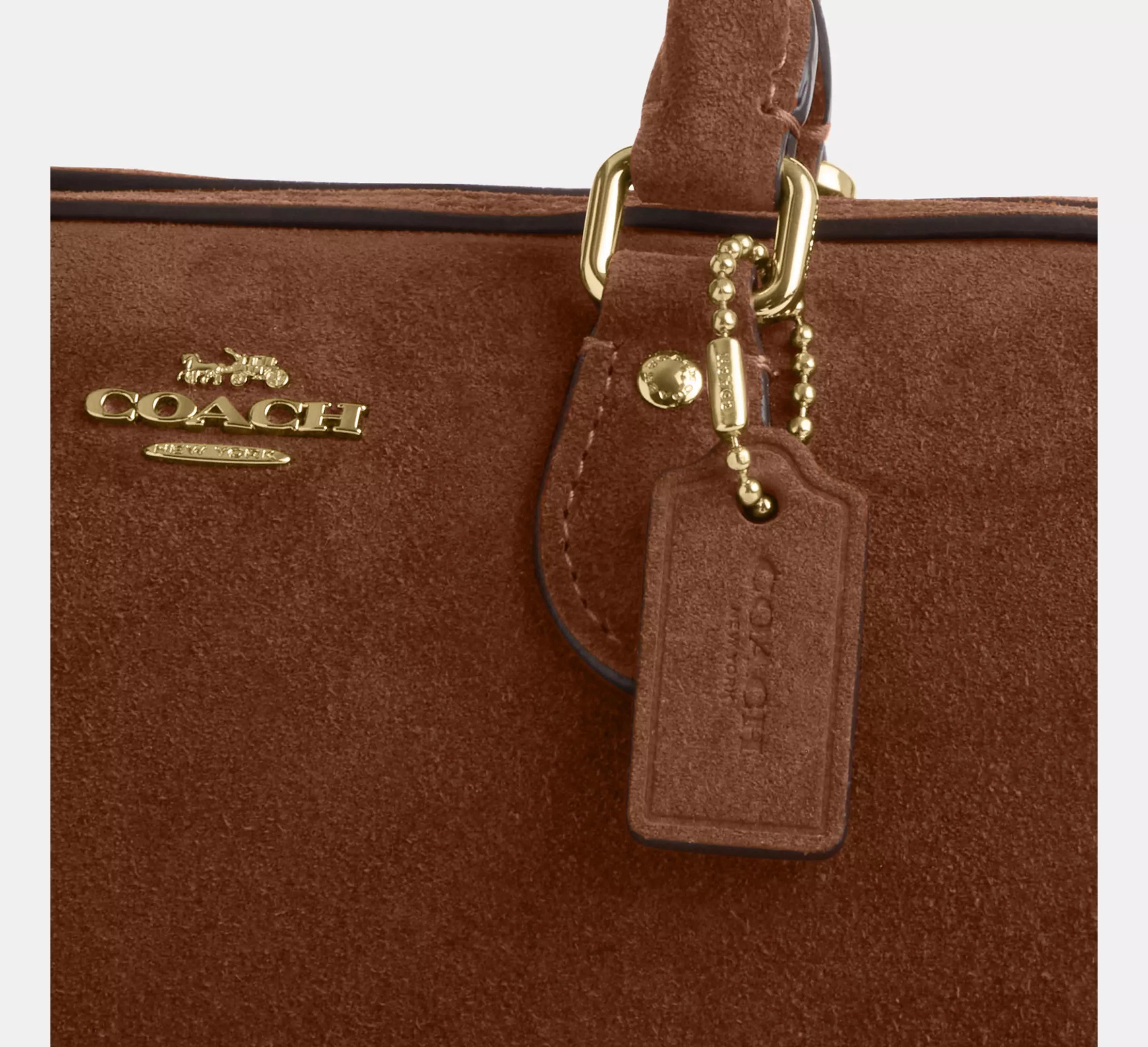 Mini Rowan Crossbody Bag Suede Warm Brown Coach