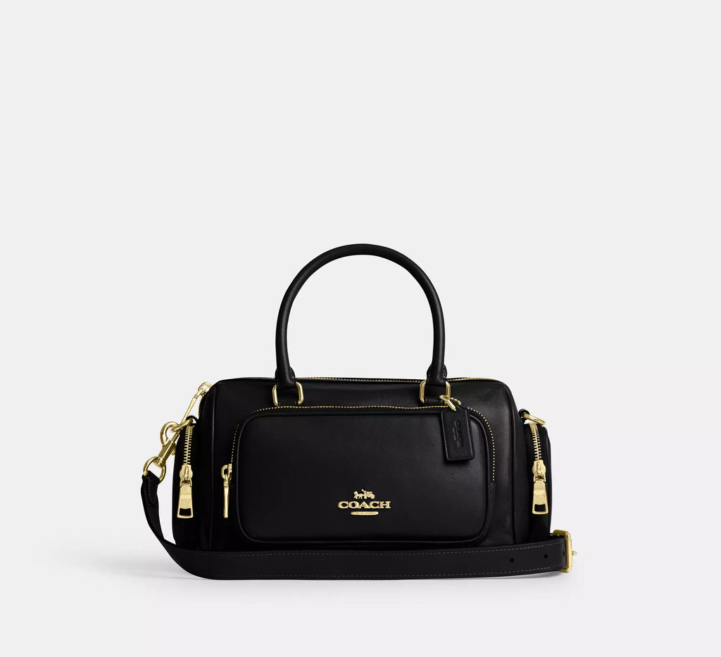 Rowan Satchel Bag With Pockets Black Coach