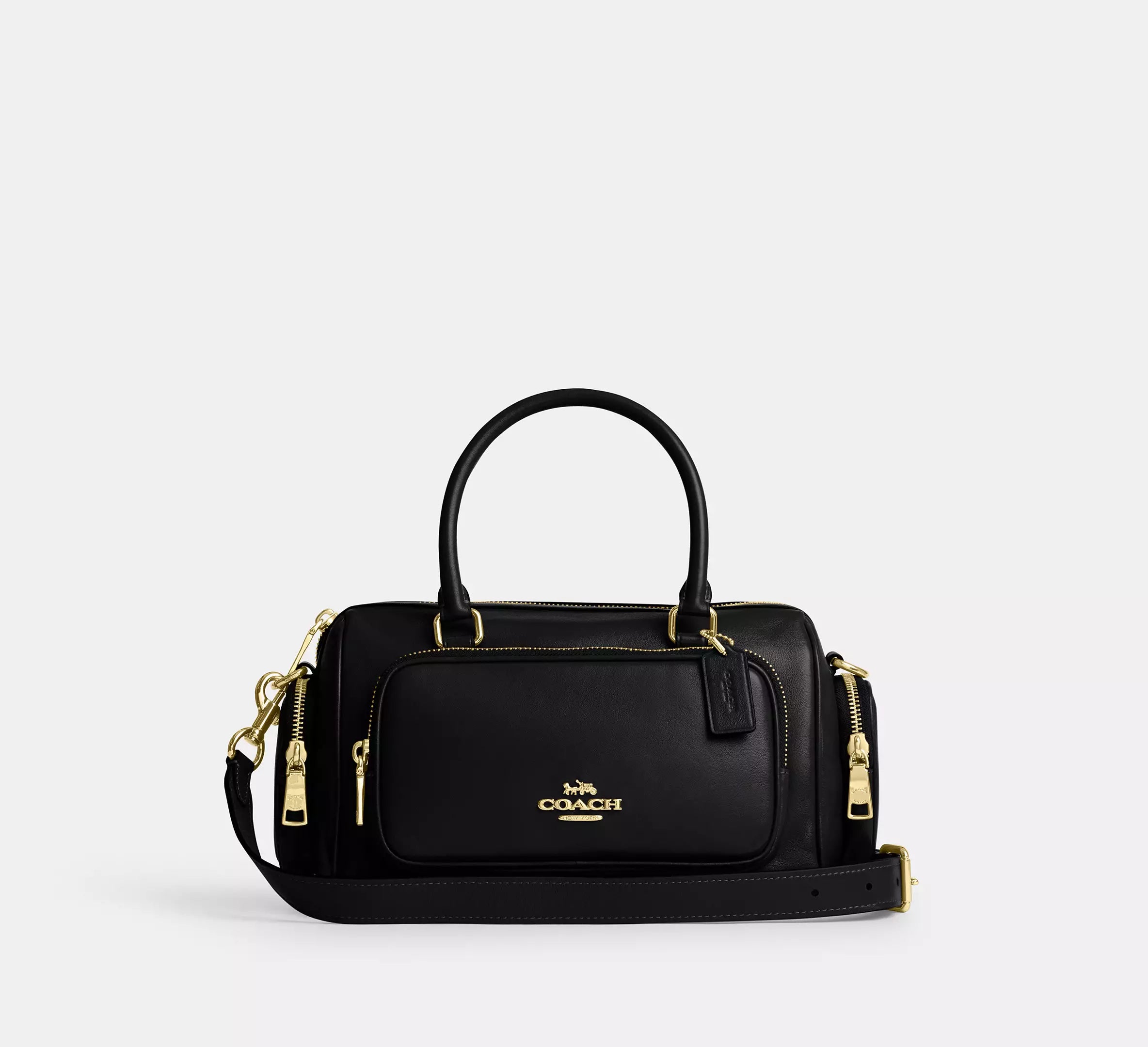Rowan Satchel Bag With Pockets Black Coach