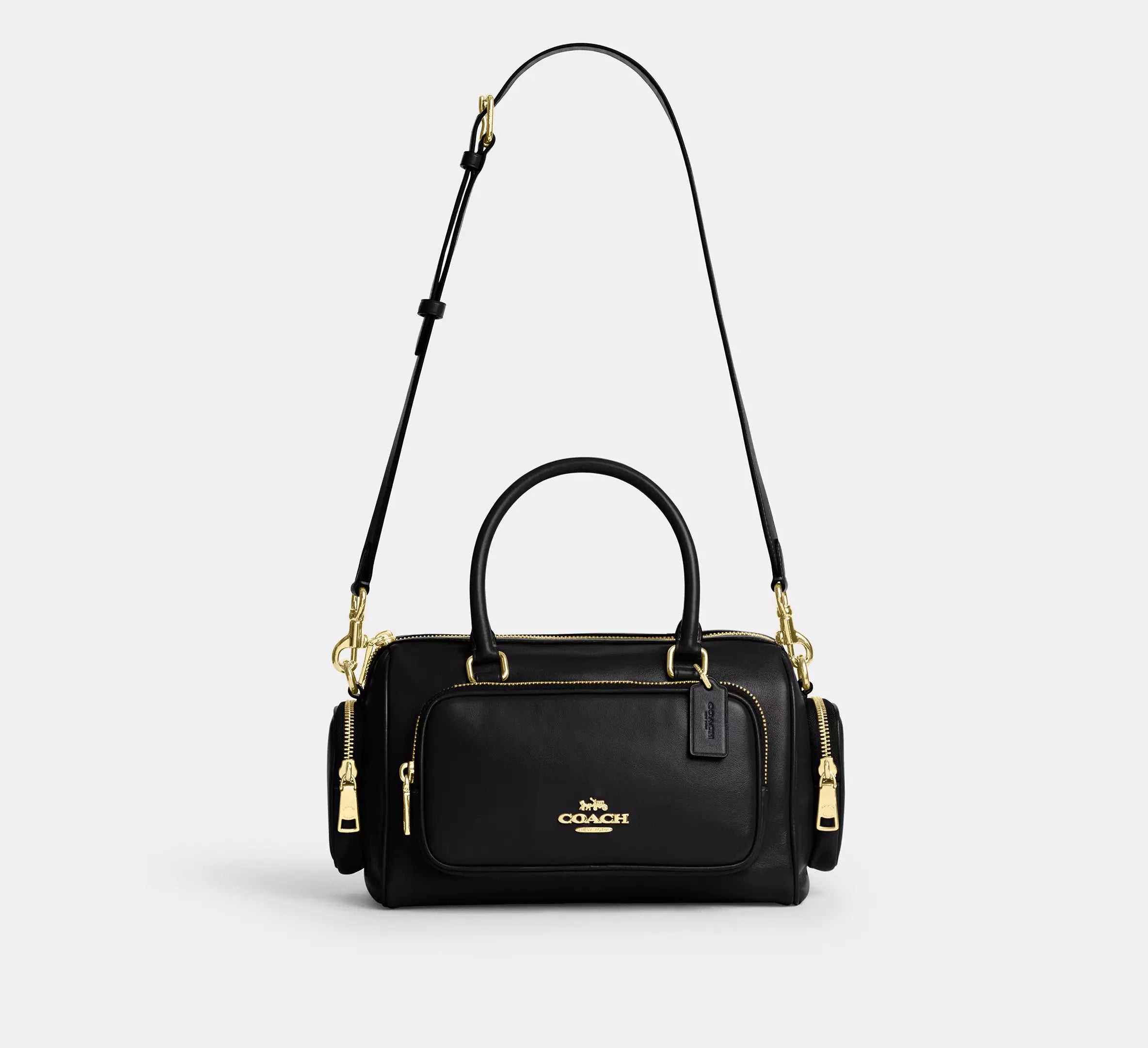 Rowan Satchel Bag With Pockets Black Coach