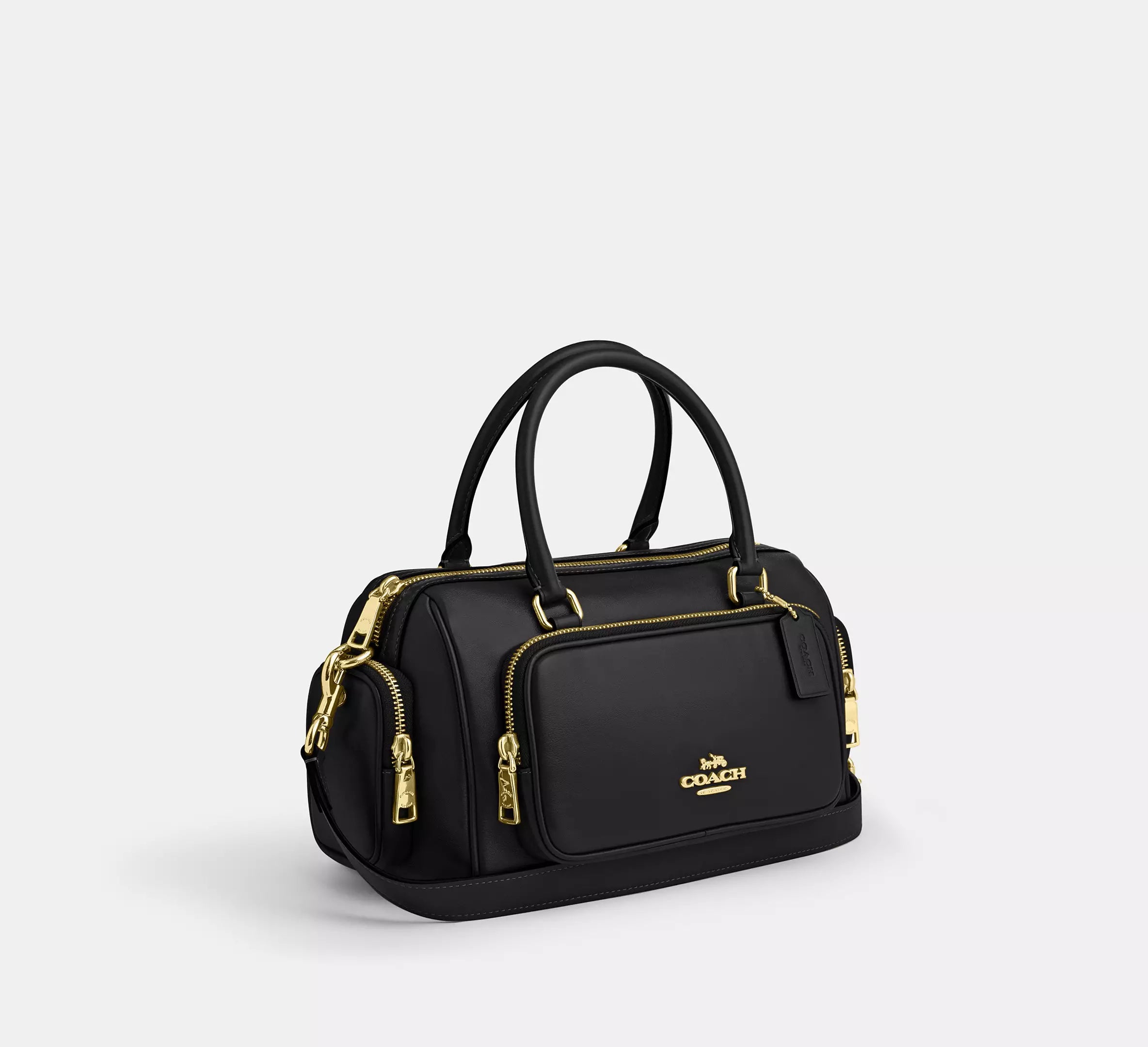 Rowan Satchel Bag With Pockets Black Coach