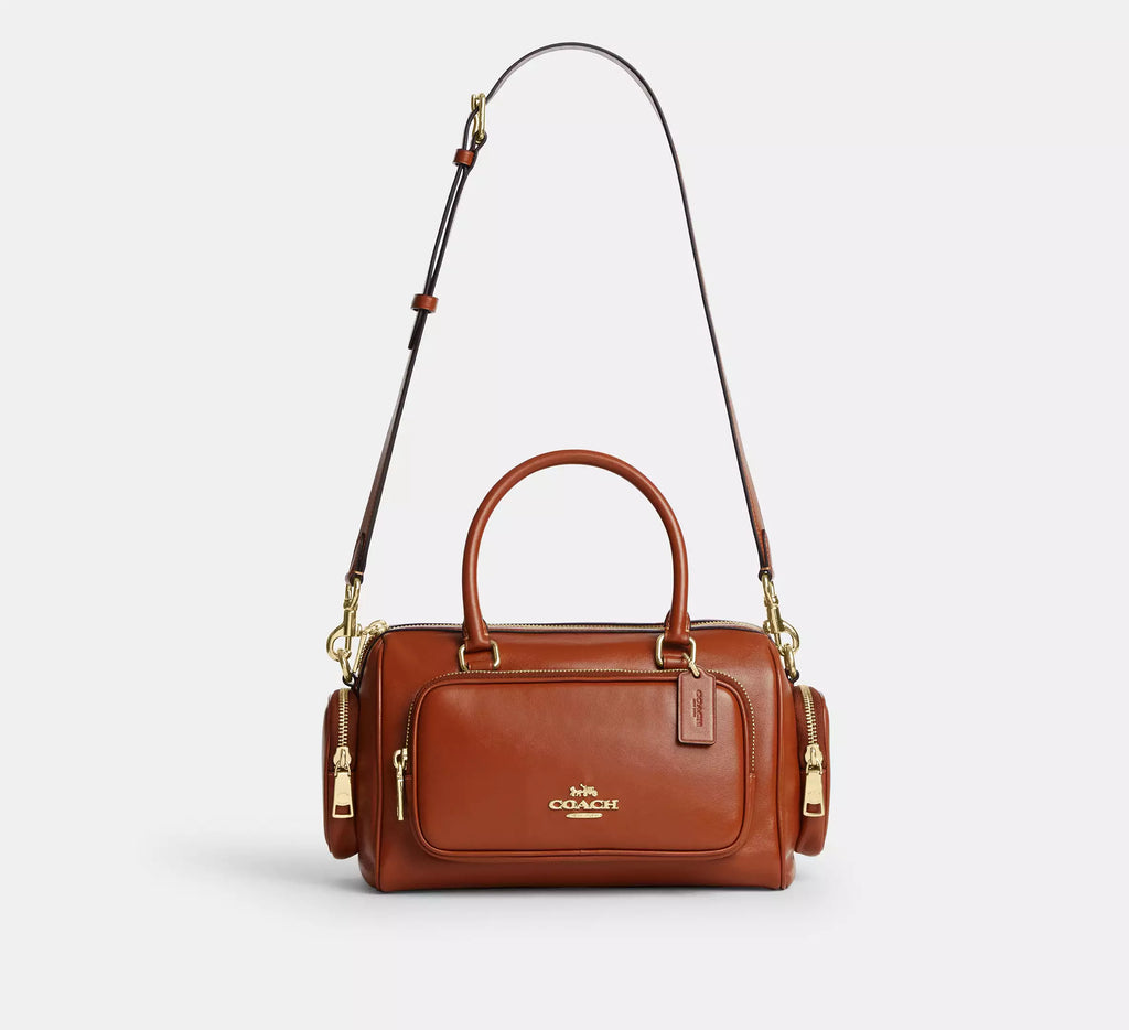 Rowan Satchel Bag With Pockets Cinnamon Coach
