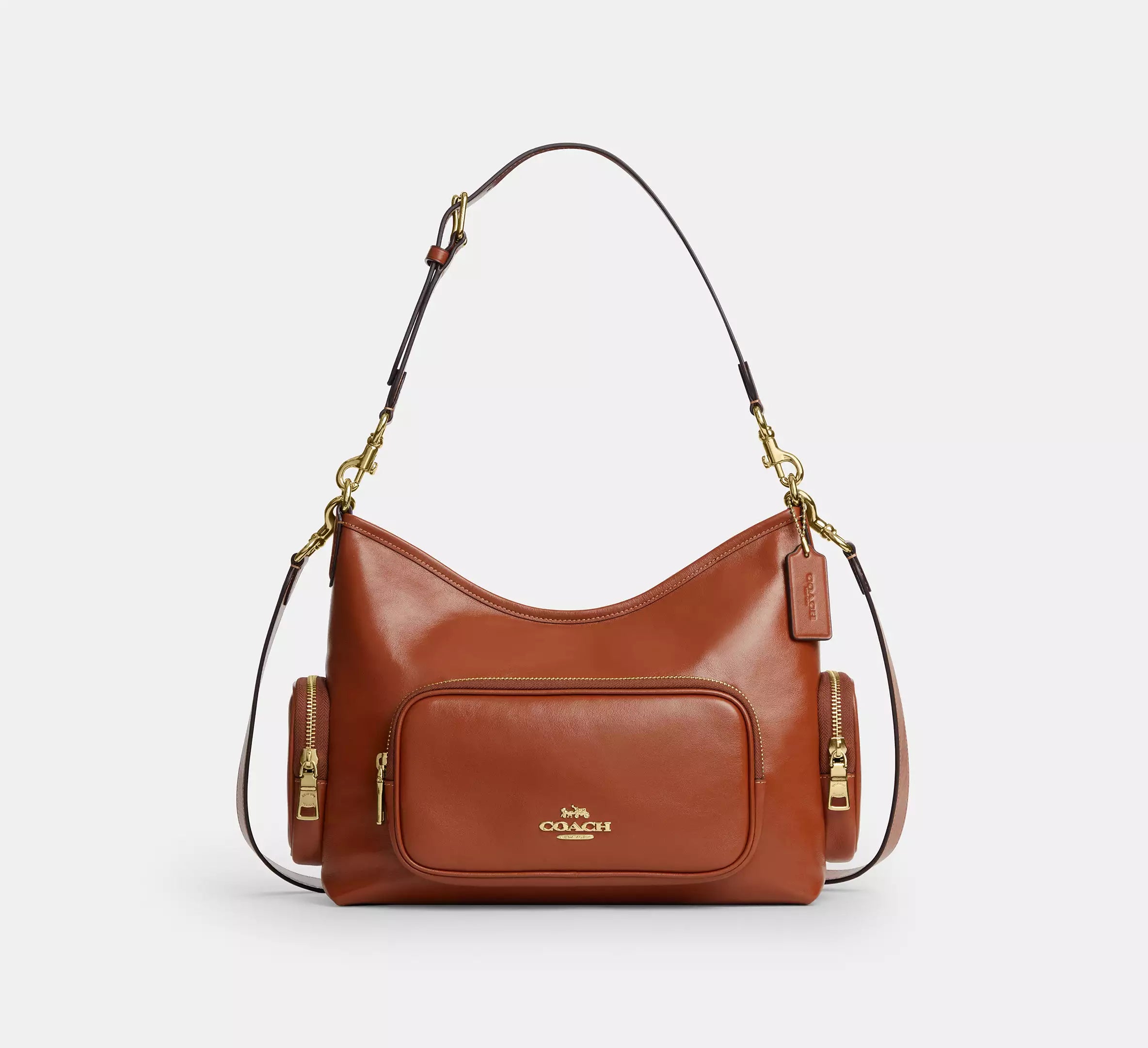 Laurel Shoulder Bag With Pockets Cinnamon Coach