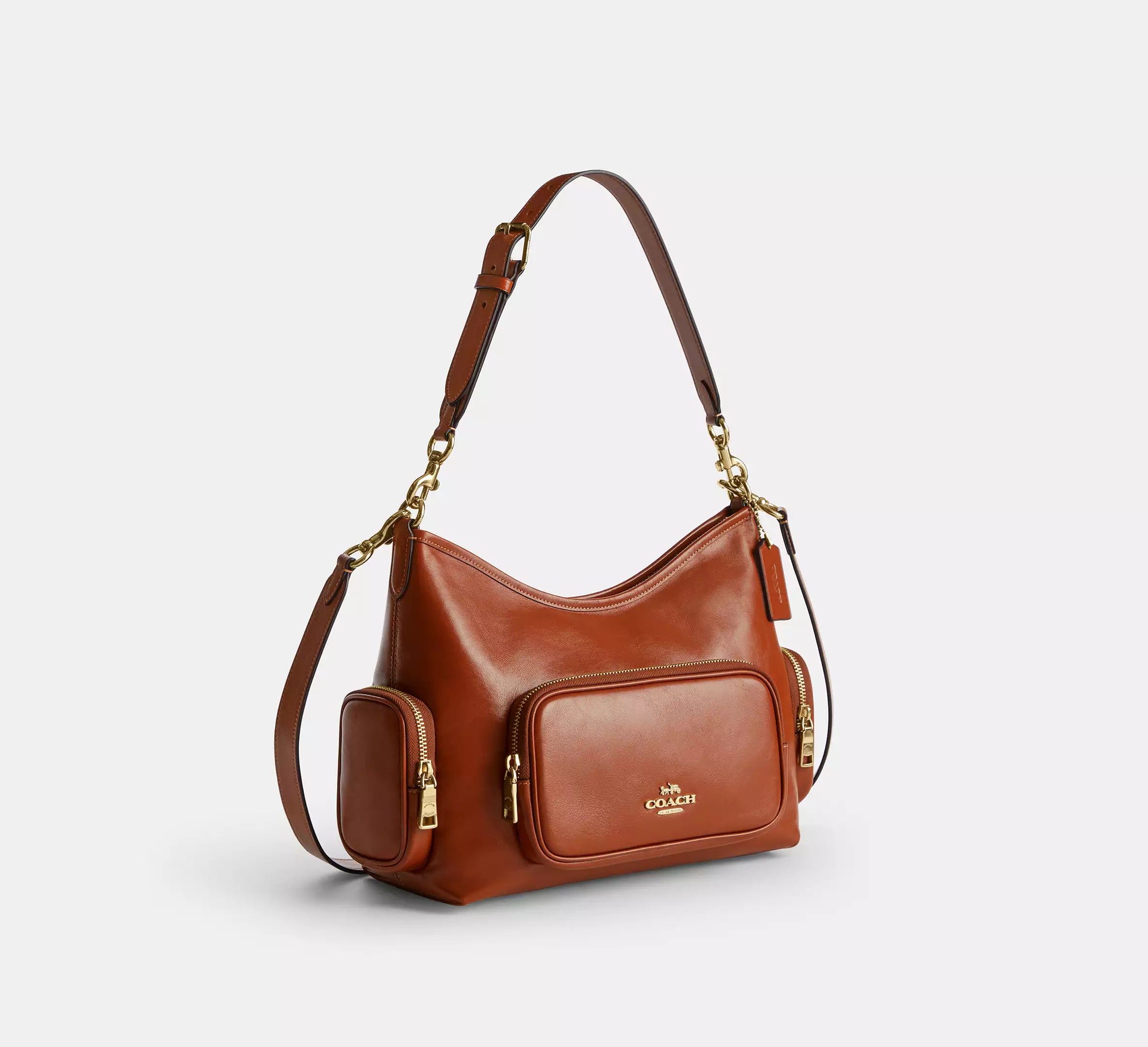 Laurel Shoulder Bag With Pockets Cinnamon Coach