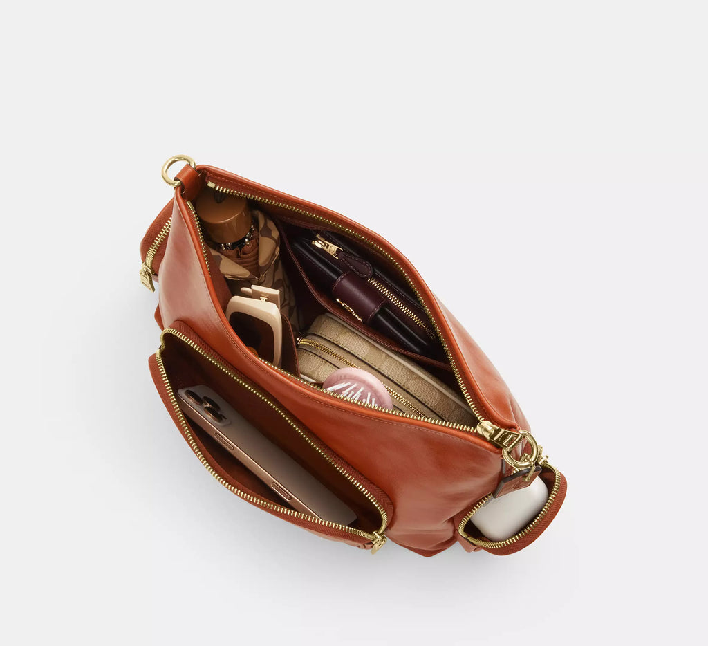 Laurel Shoulder Bag With Pockets Cinnamon Coach