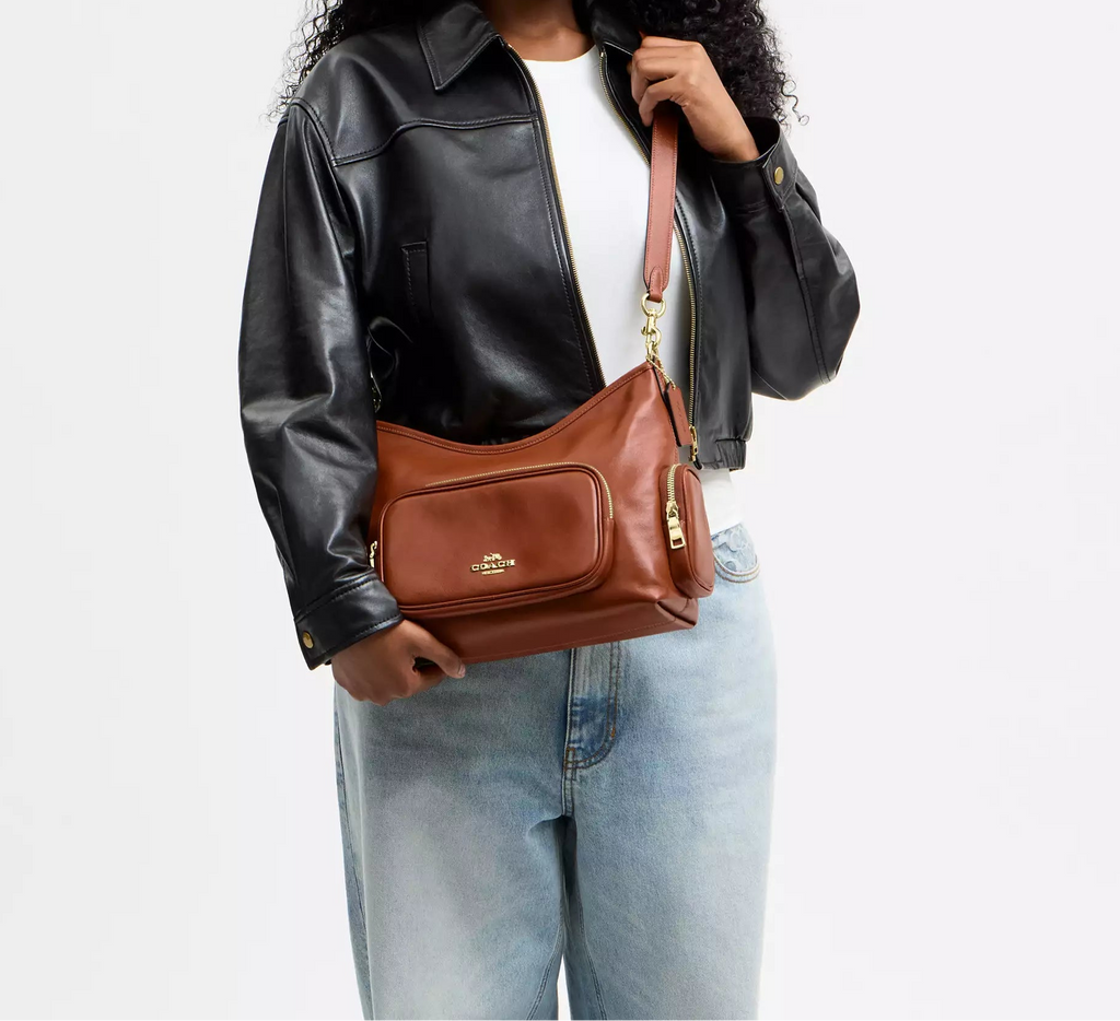 Laurel Shoulder Bag With Pockets Cinnamon Coach
