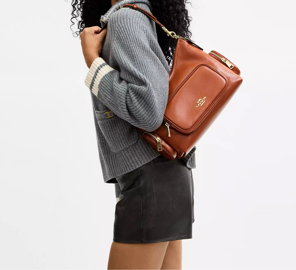 Laurel Shoulder Bag With Pockets Cinnamon Coach