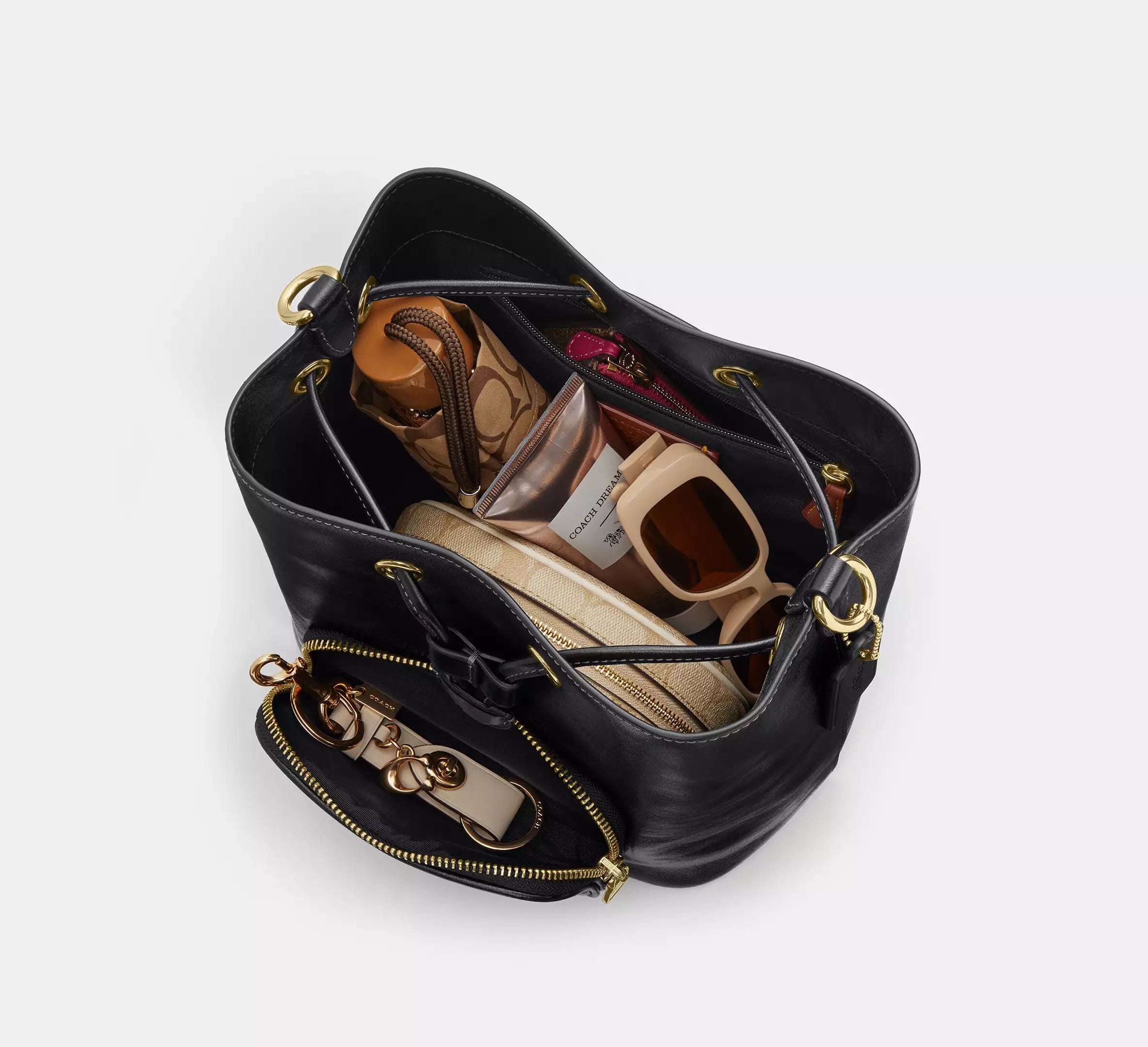 Rowan Bucket Bag With Pocket Black Coach