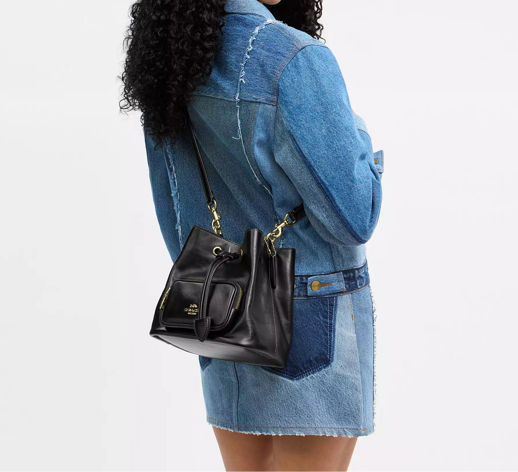 Rowan Bucket Bag With Pocket Black Coach