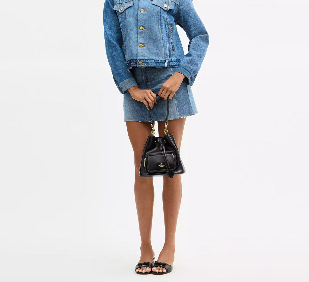 Rowan Bucket Bag With Pocket Black Coach