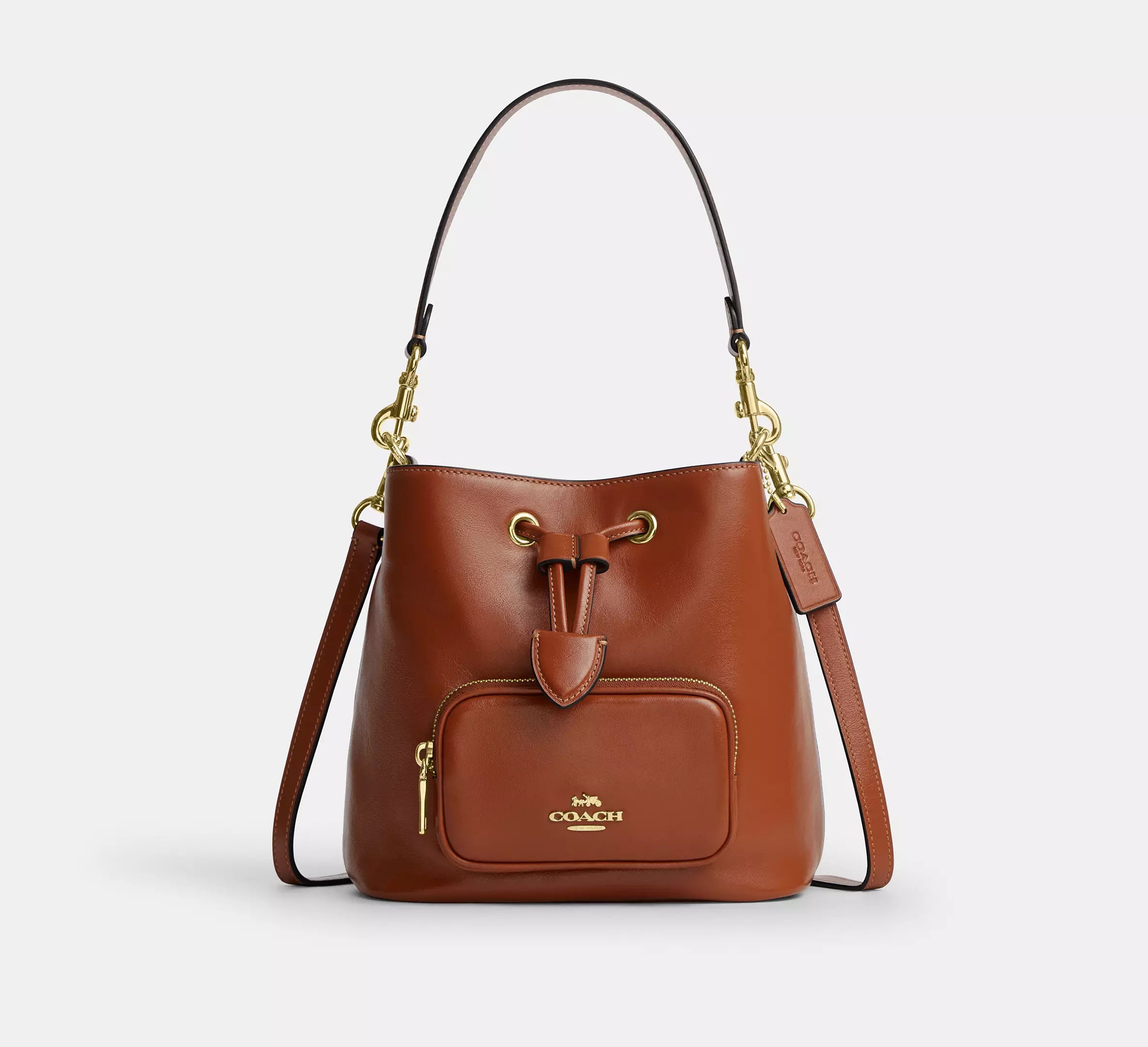 Rowan Bucket Bag With Pocket Cinnamon Coach