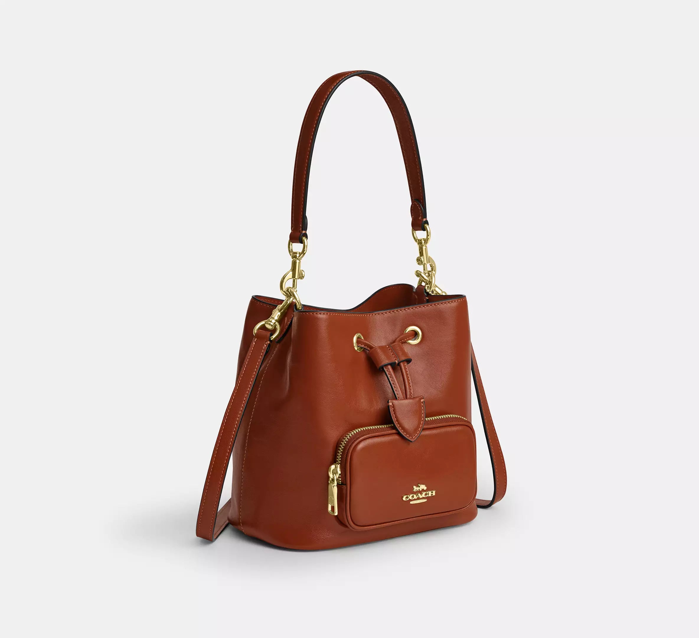 Rowan Bucket Bag With Pocket Cinnamon Coach