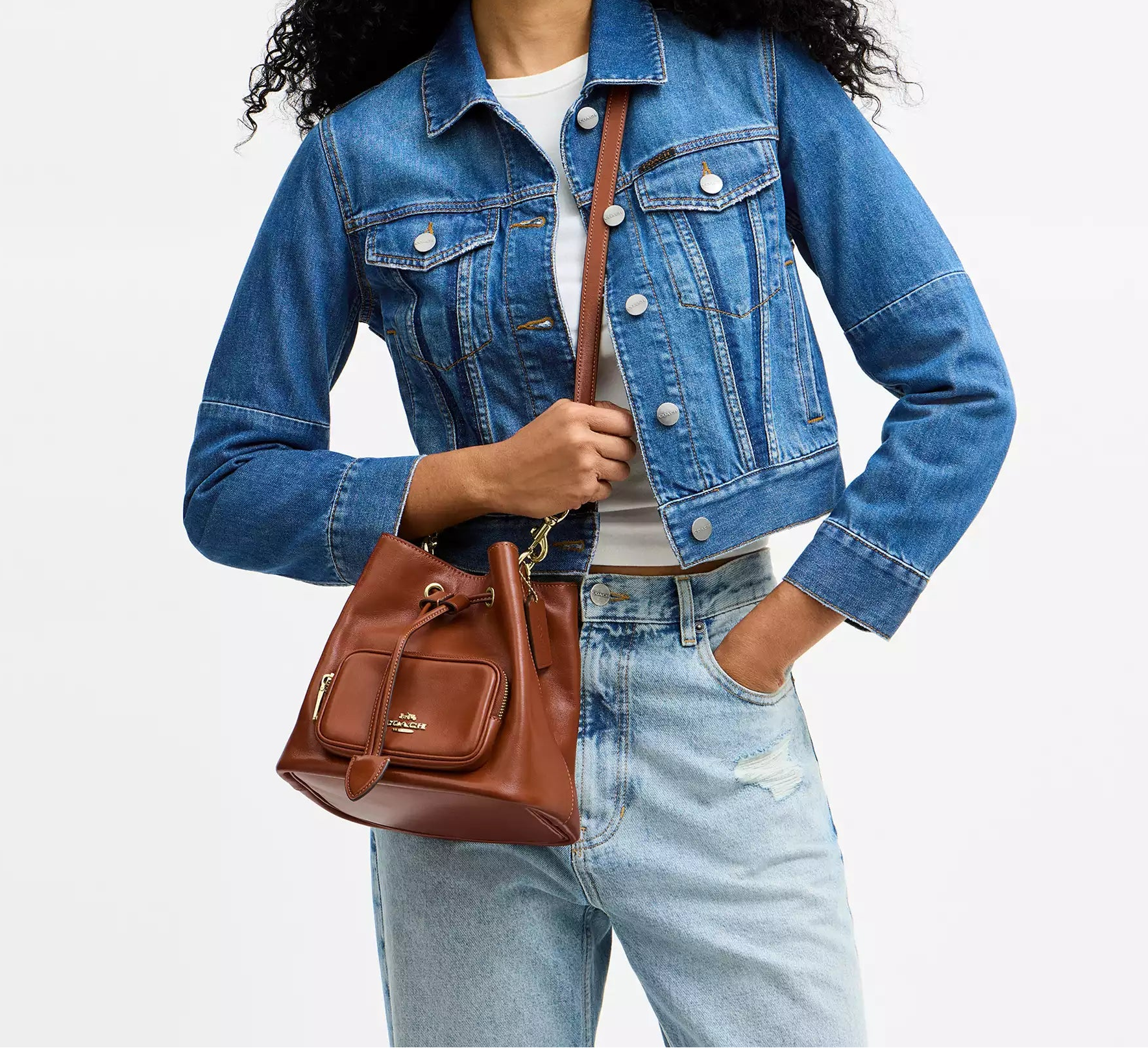 Rowan Bucket Bag With Pocket Cinnamon Coach