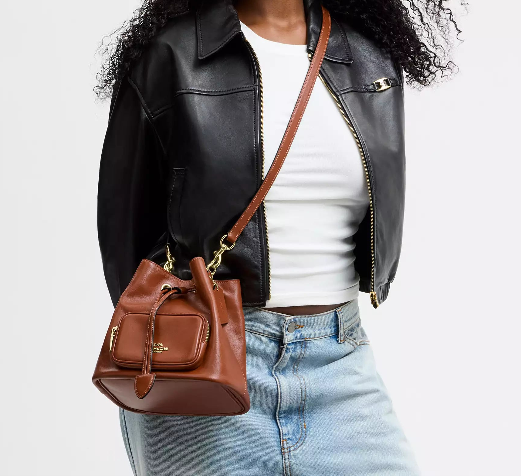 Rowan Bucket Bag With Pocket Cinnamon Coach