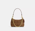 Teri Shoulder Bag In Signature Beaded Satin Tan Coach