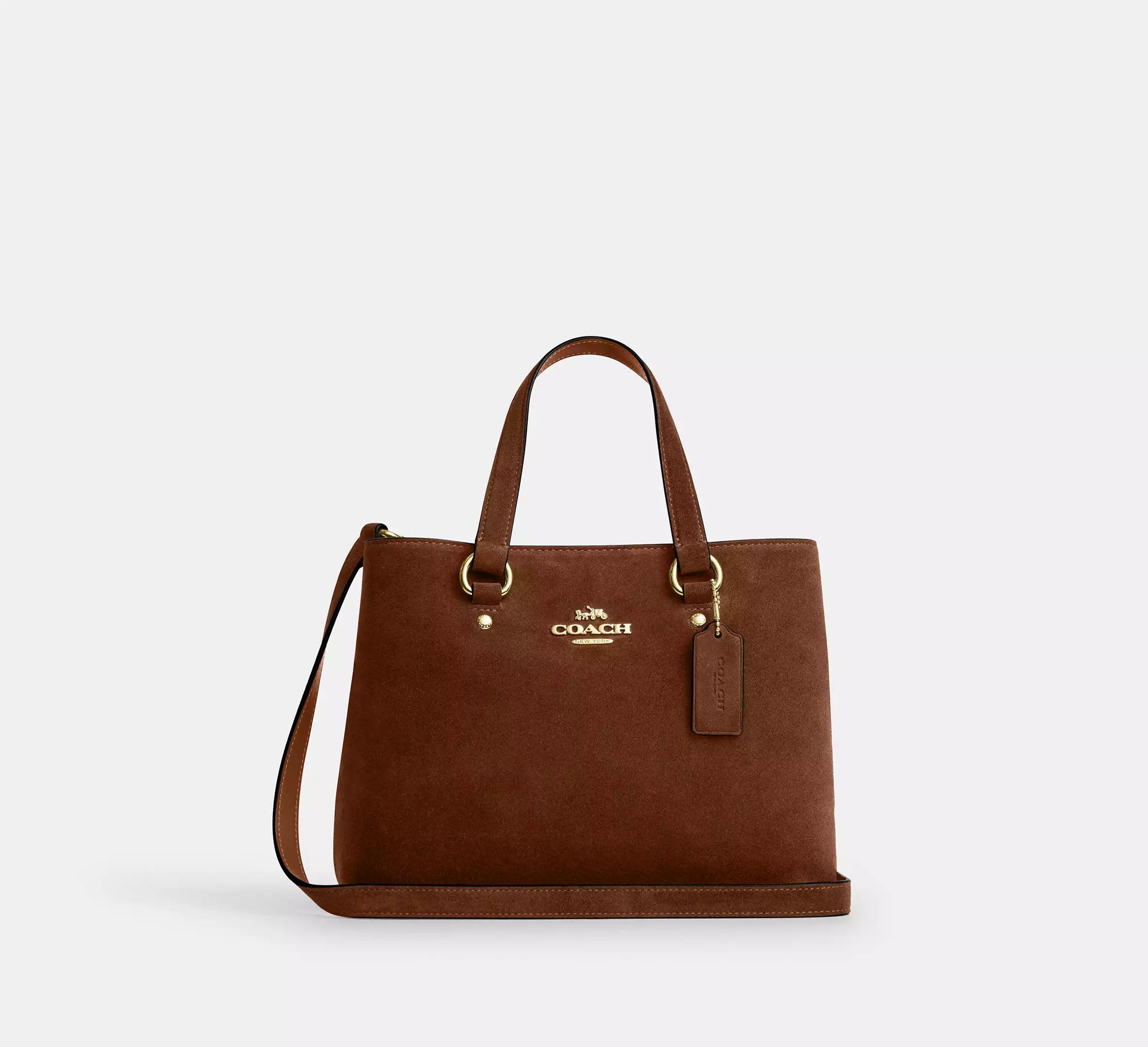 Station Carryall Bag Suede Warm Brown Coach