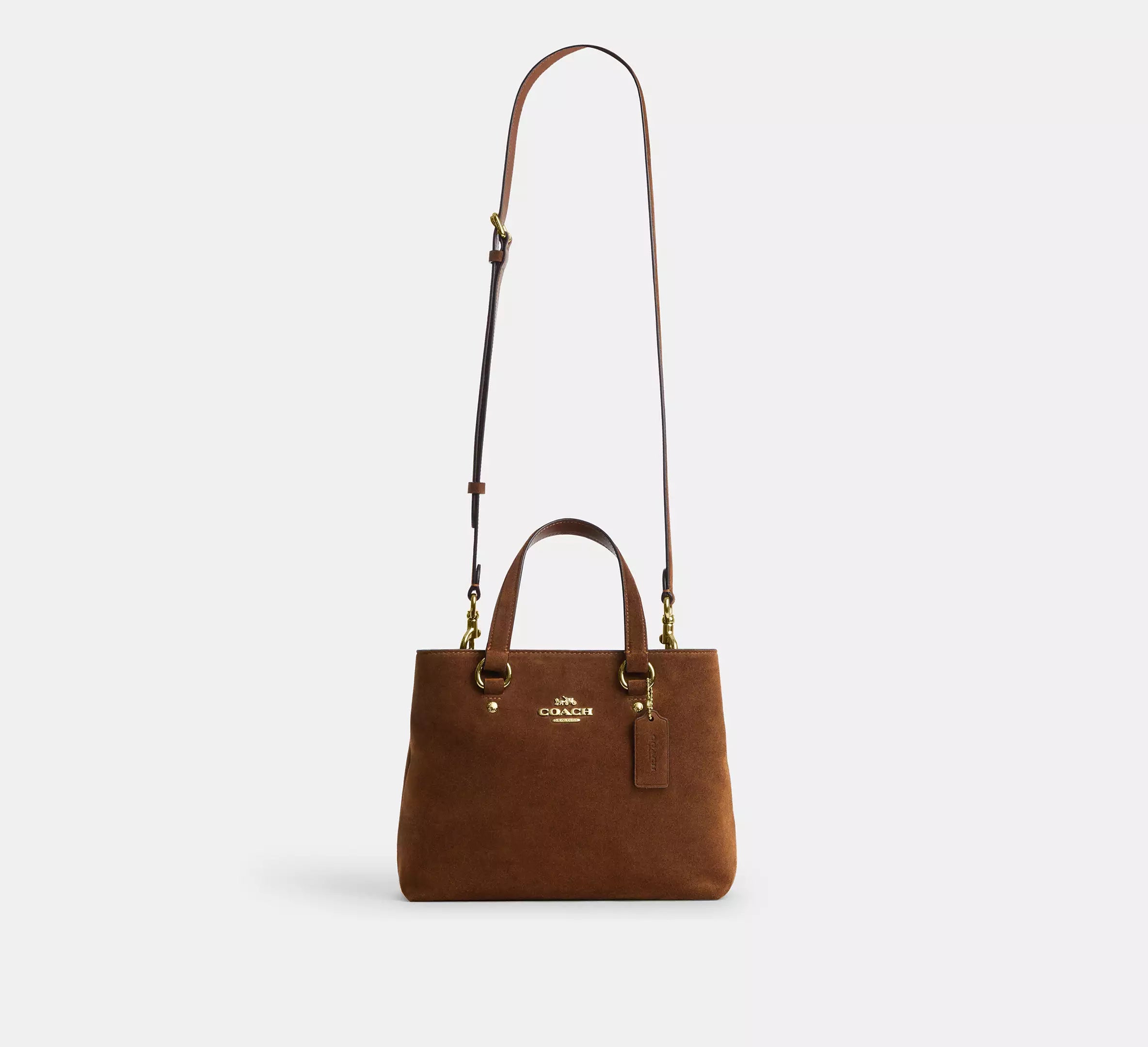 Station Carryall Bag Suede Warm Brown Coach