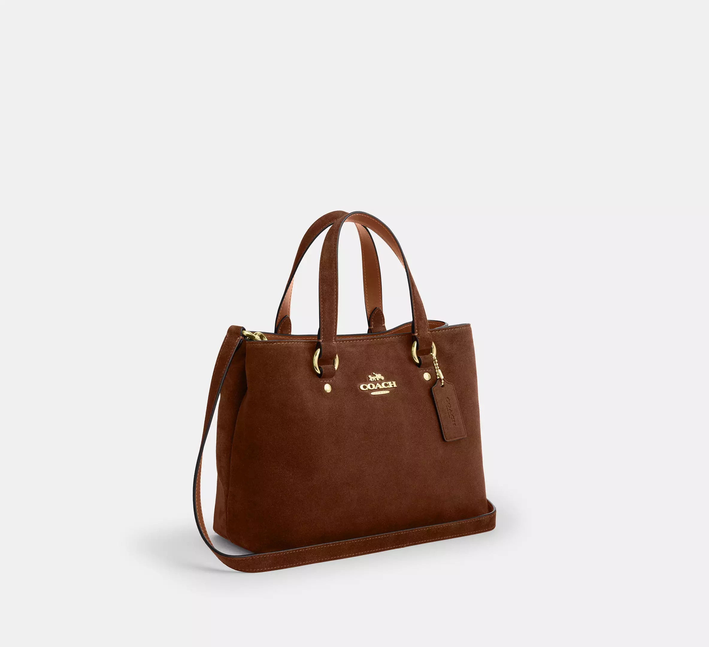 Station Carryall Bag Suede Warm Brown Coach