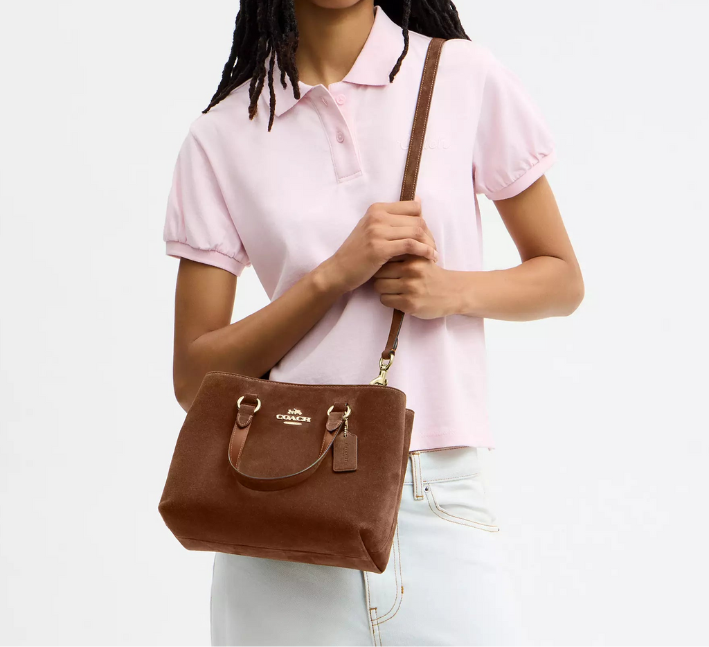 Station Carryall Bag Suede Warm Brown Coach