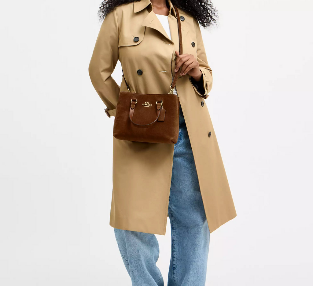 Station Carryall Bag Suede Warm Brown Coach