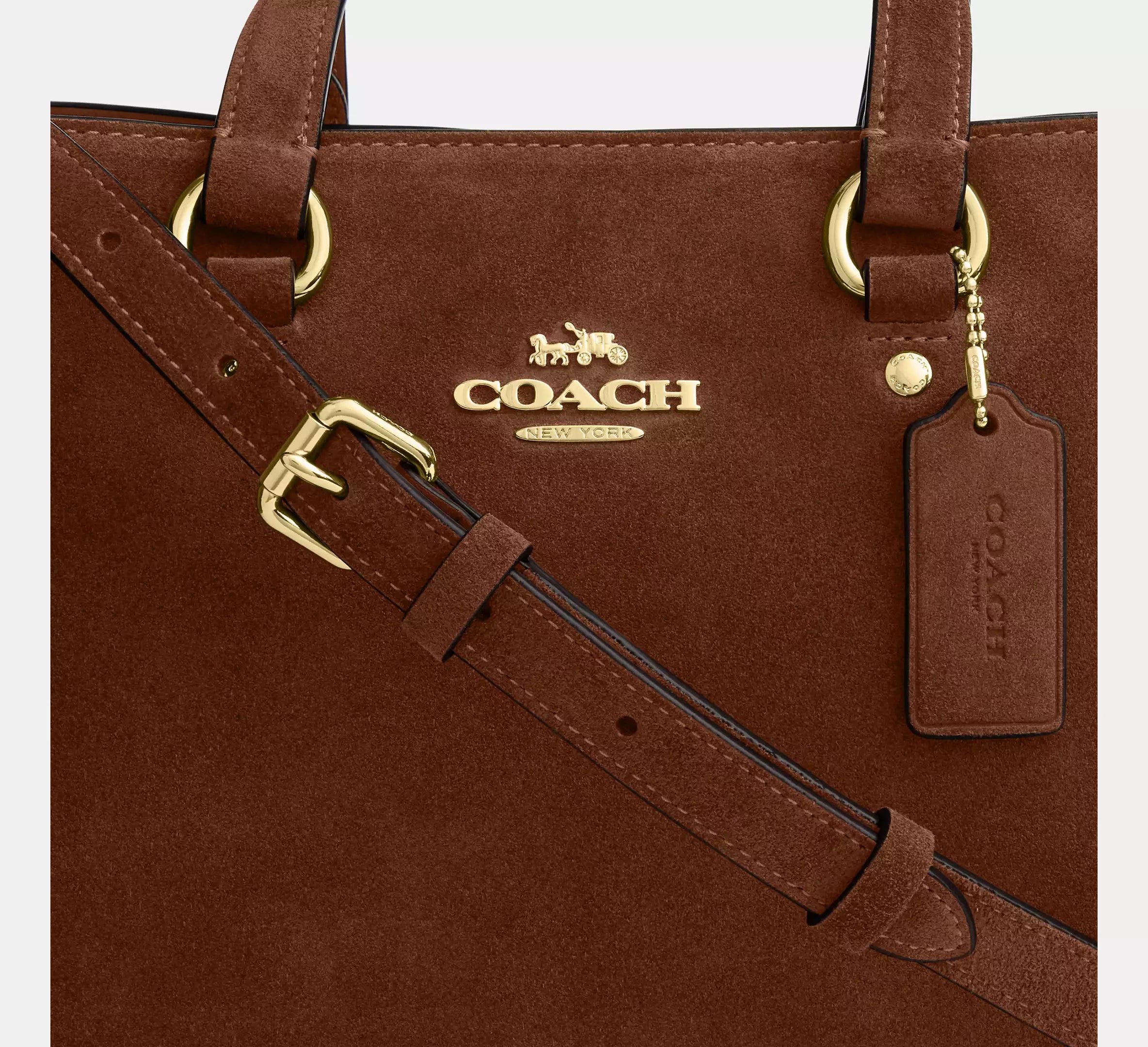Station Carryall Bag Suede Warm Brown Coach