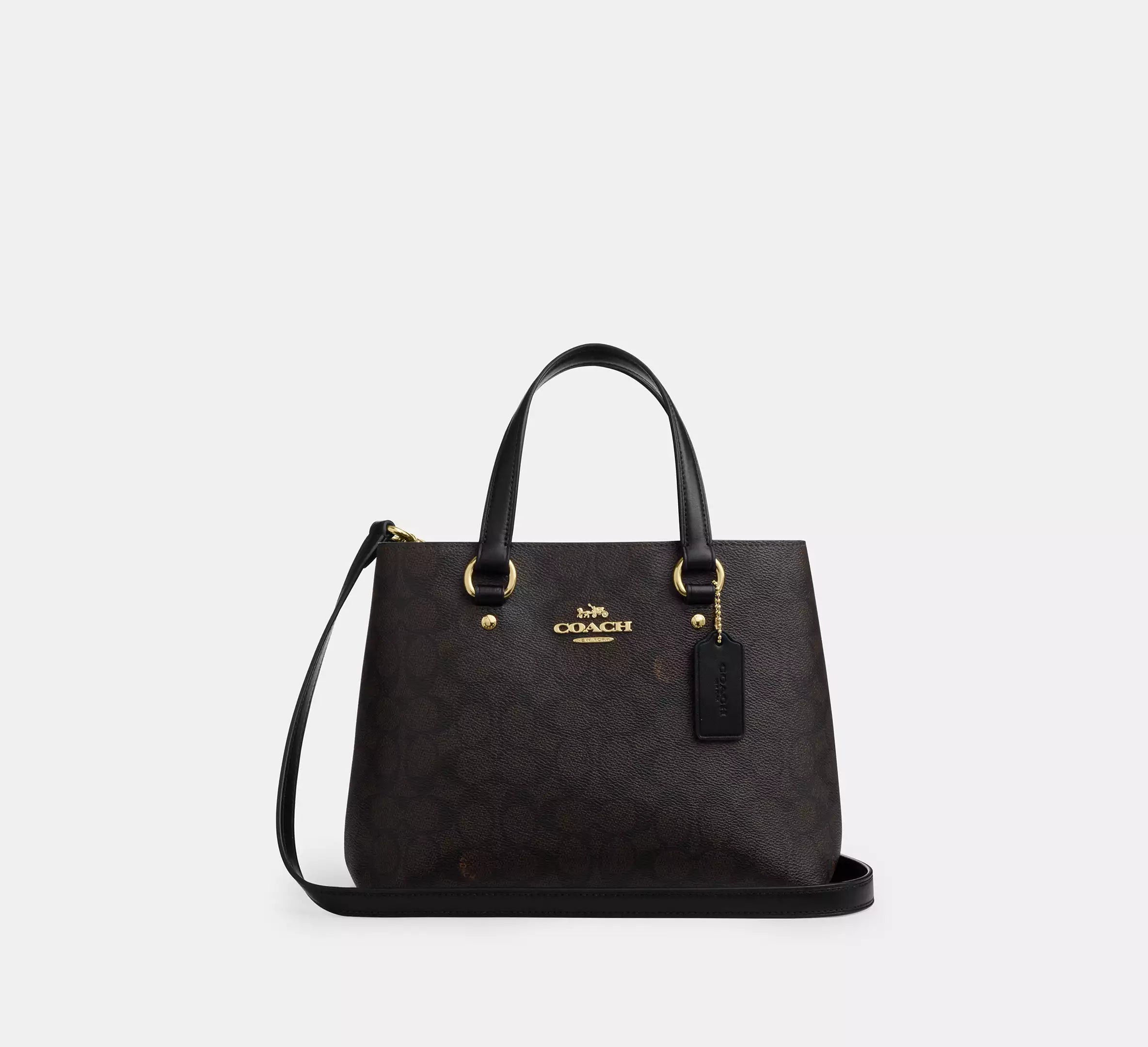 Station Carryall Bag In Signature Canvas Walnut Black Coach