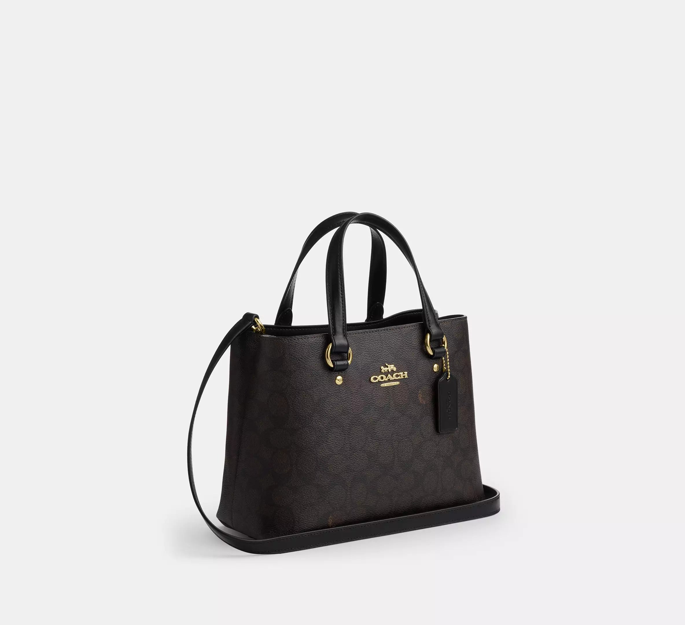 Station Carryall Bag In Signature Canvas Walnut Black Coach