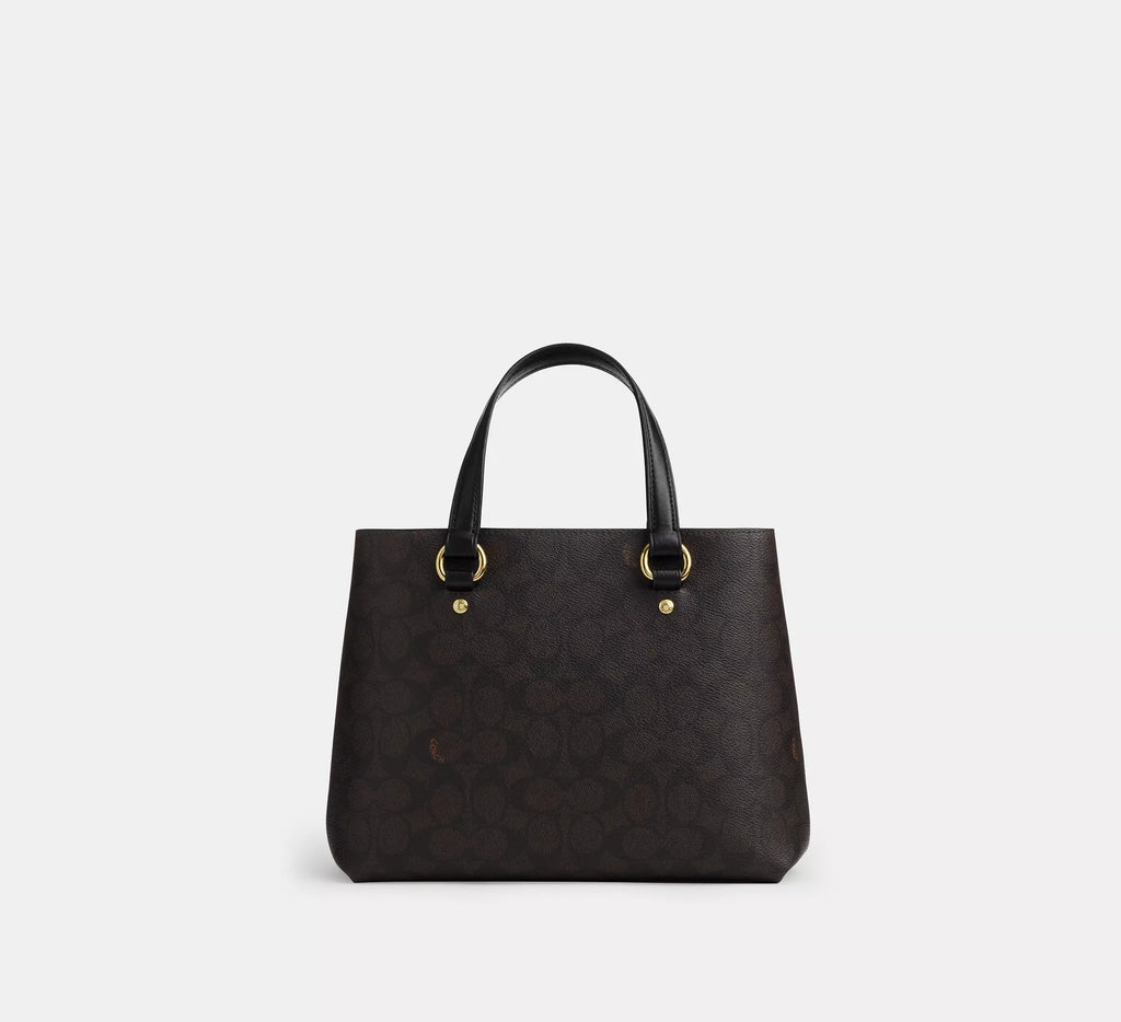 Station Carryall Bag In Signature Canvas Walnut Black Coach
