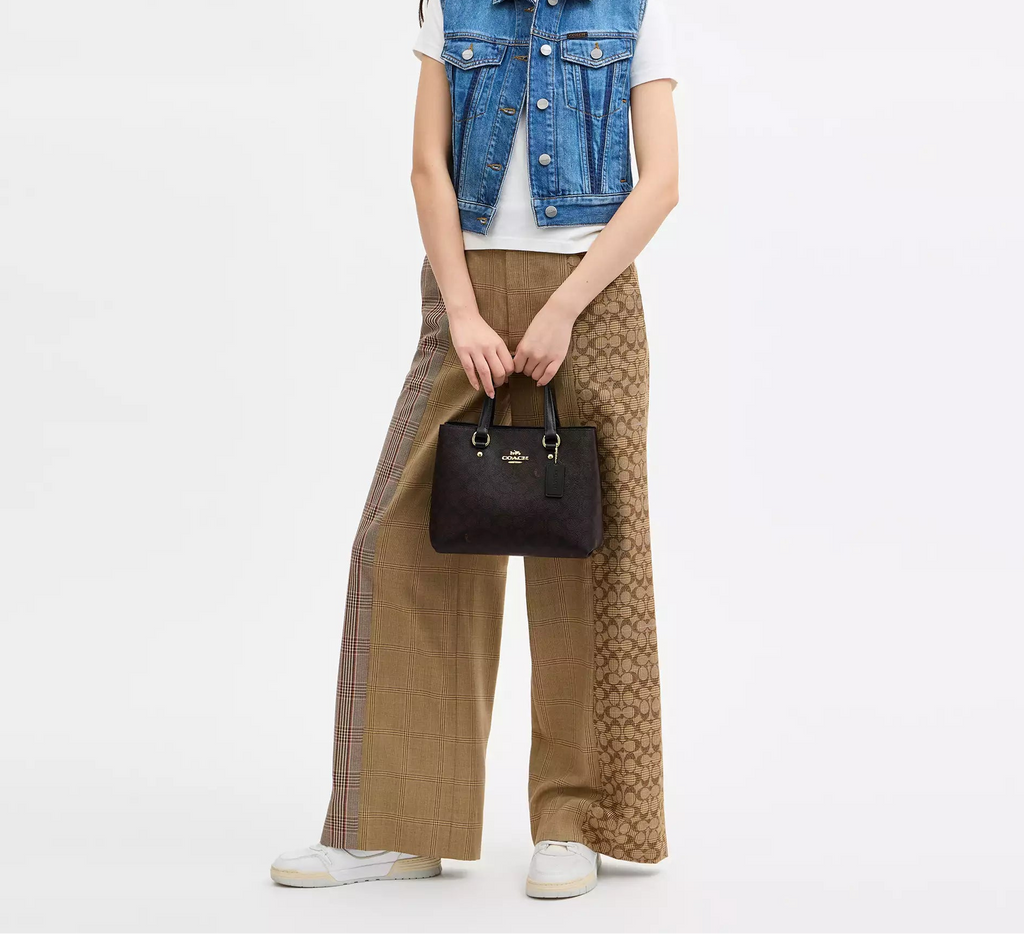 Station Carryall Bag In Signature Canvas Walnut Black Coach