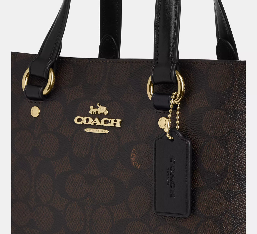 Station Carryall Bag In Signature Canvas Walnut Black Coach