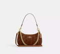 Teri Shoulder Bag With Quilting Suede Warm Brown Coach