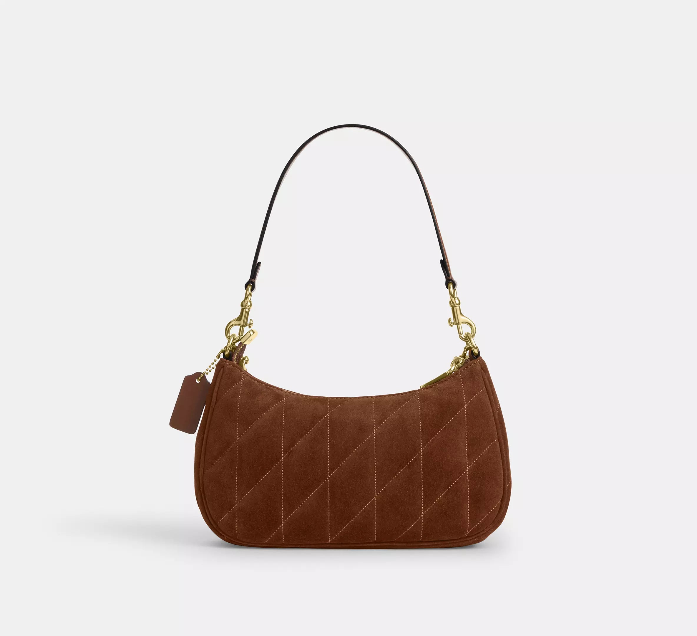 Teri Shoulder Bag With Quilting Suede Warm Brown Coach