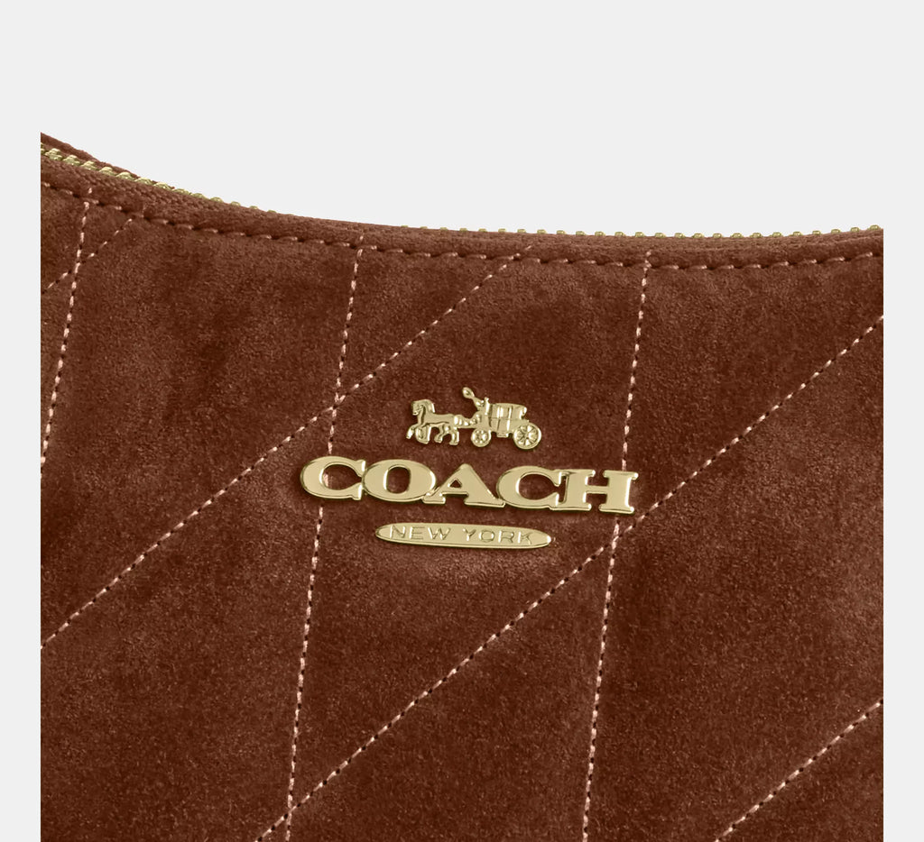 Teri Shoulder Bag With Quilting Suede Warm Brown Coach