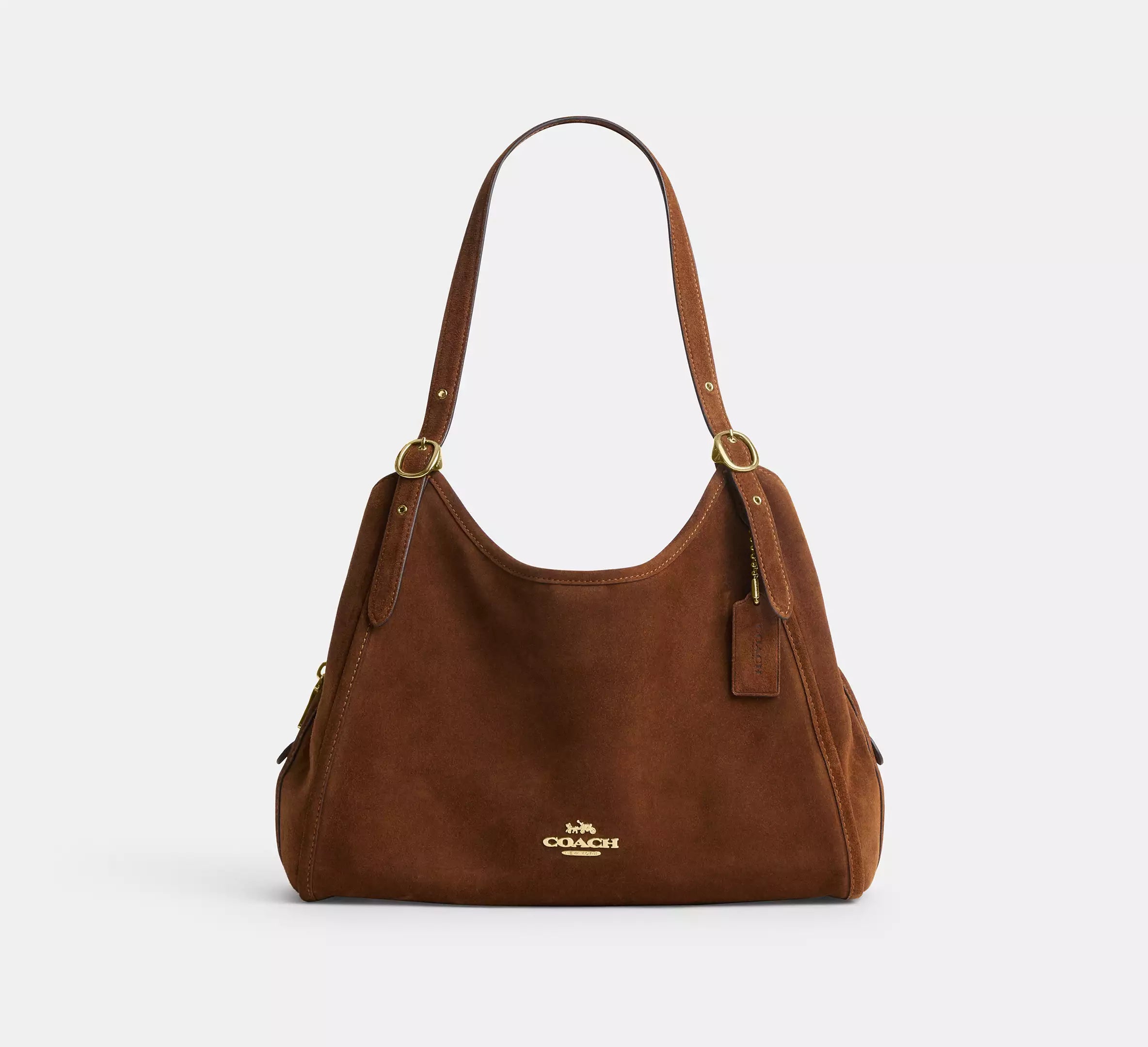 Erin Shoulder Bag Suede Warm Brown Coach