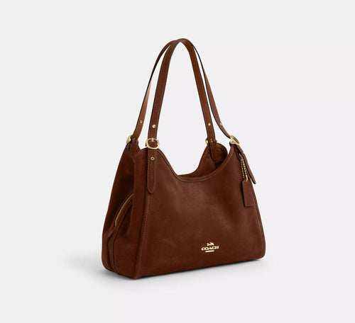 Erin Shoulder Bag Suede Warm Brown Coach