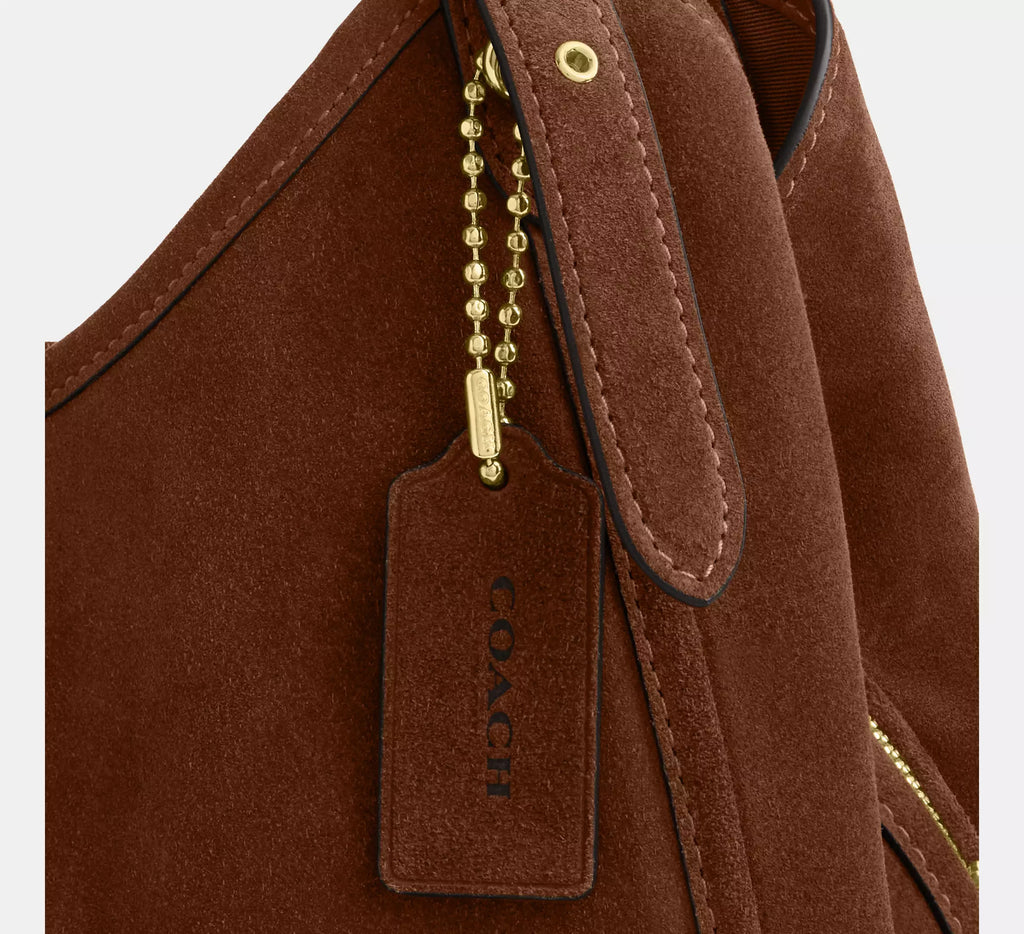 Erin Shoulder Bag Suede Warm Brown Coach