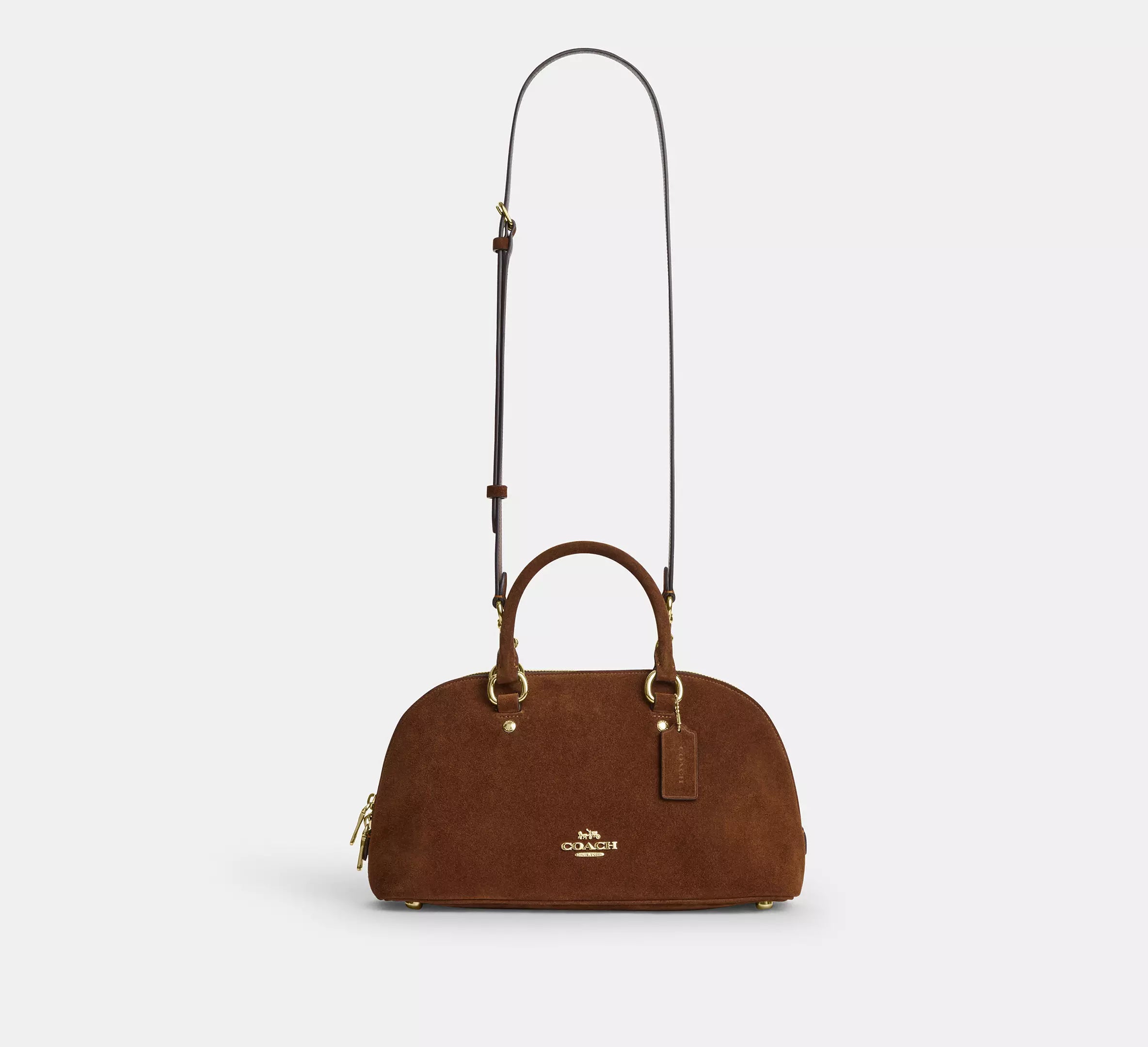 Lara Satchel Bag Suede Warm Brown Coach
