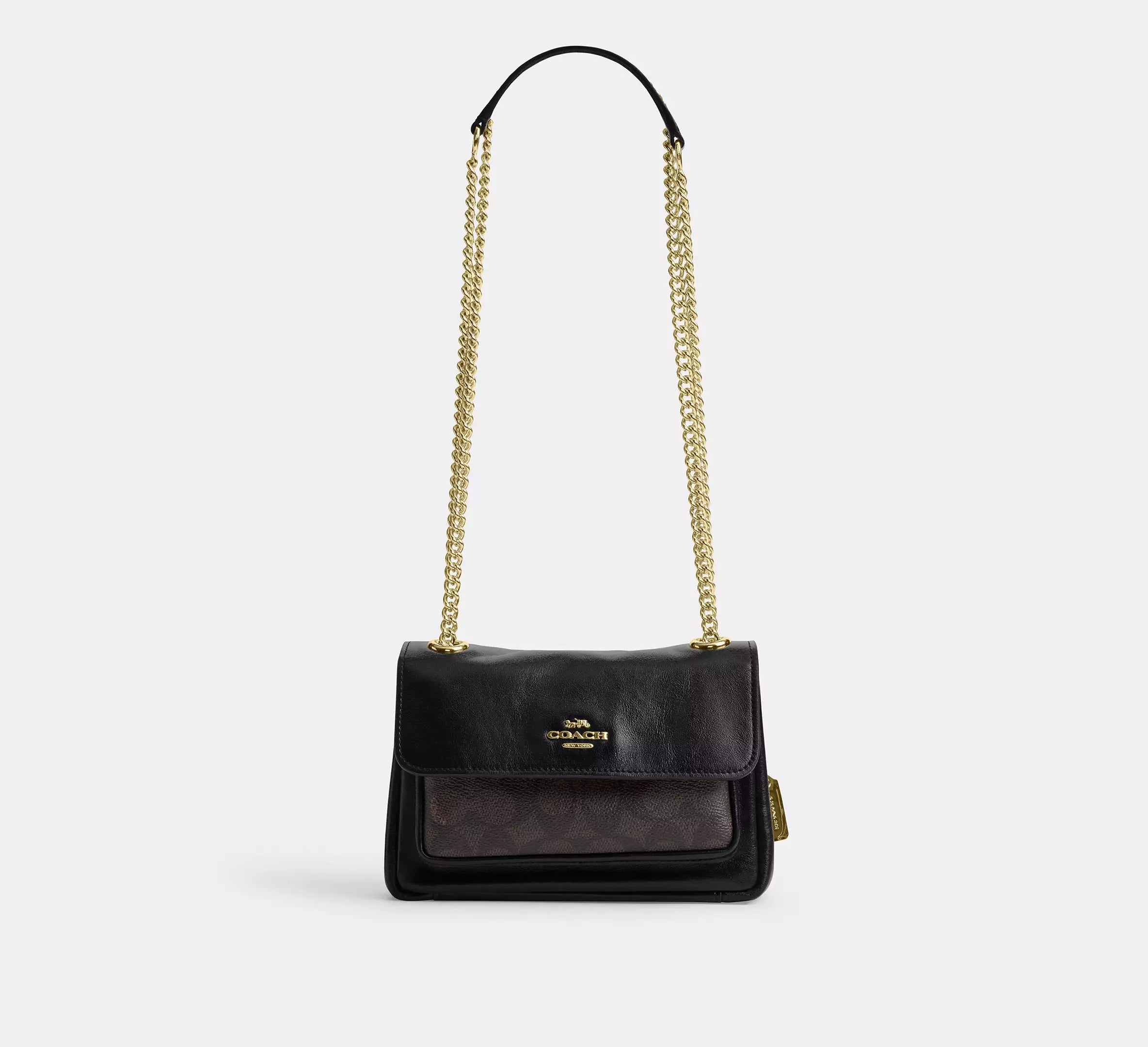Elodie Crossbody Bag 18 In Signature Canvas Walnut Black Coach
