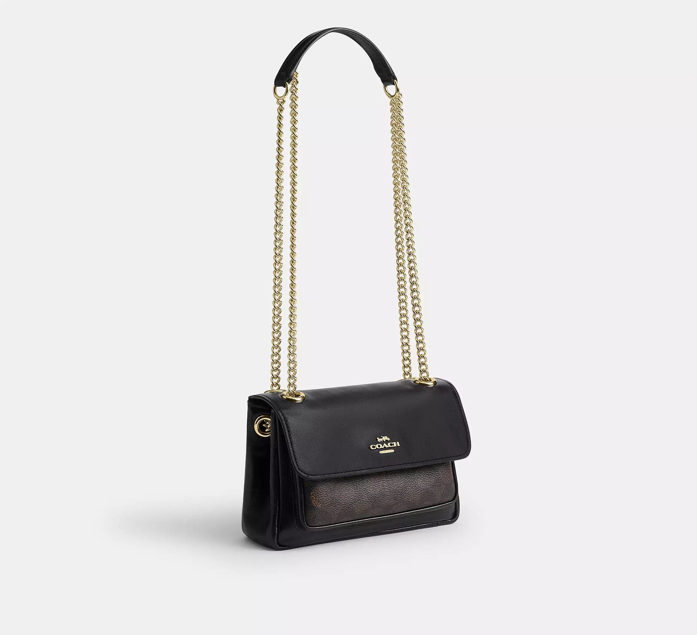 Elodie Crossbody Bag 18 In Signature Canvas Walnut Black Coach